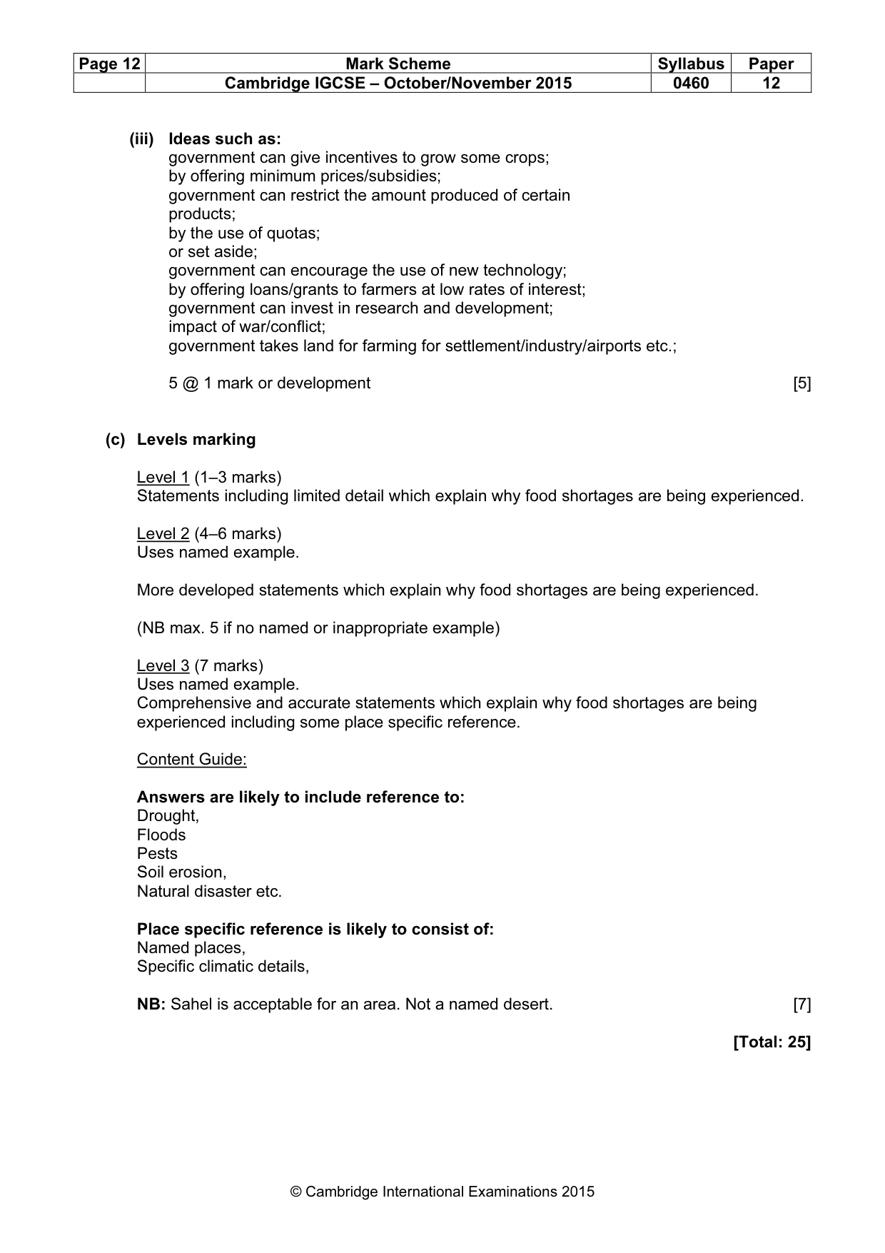 Mark scheme, page 12 of 15