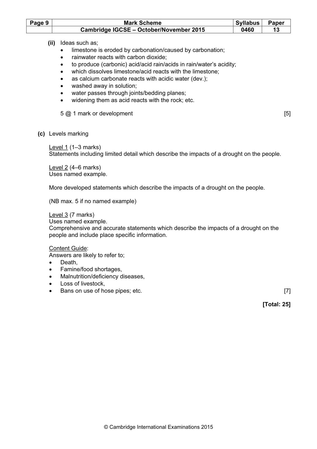 Mark scheme, page 9 of 13