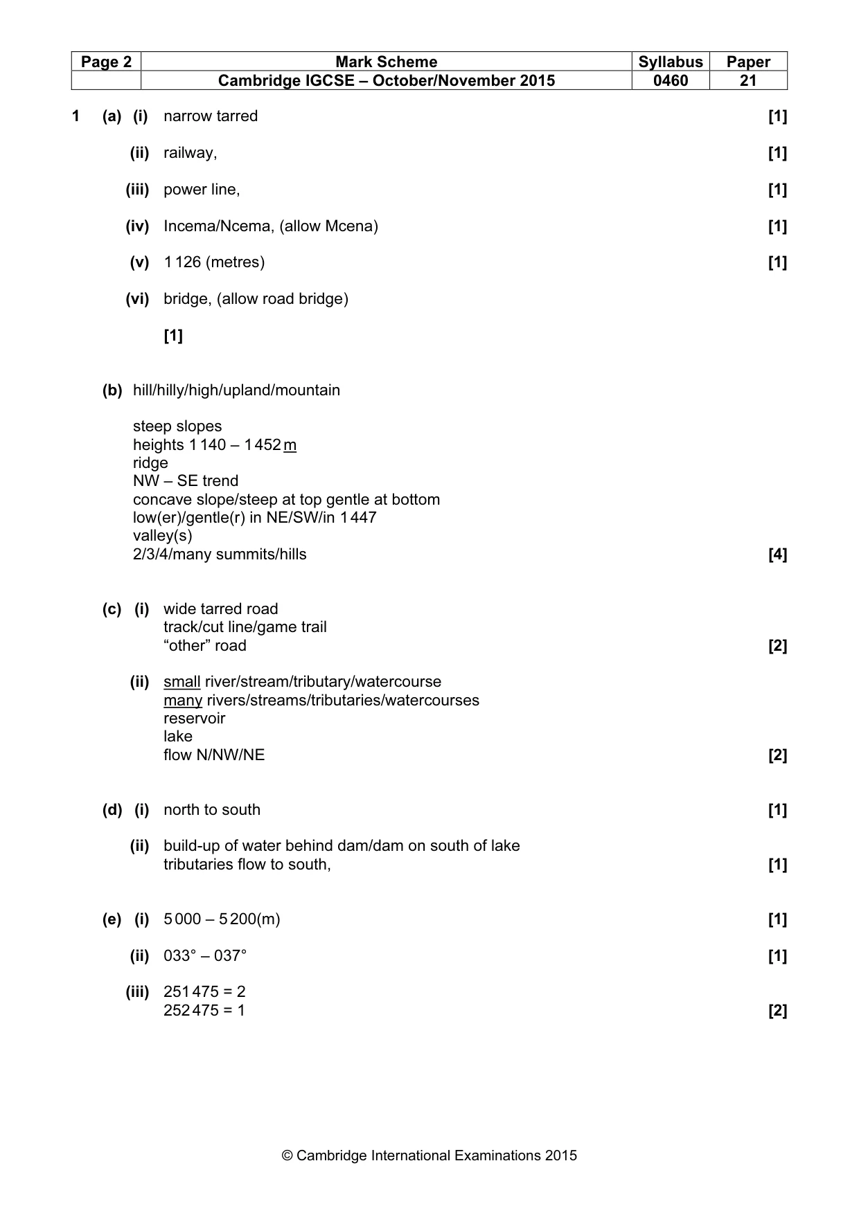 Mark scheme, page 2 of 5