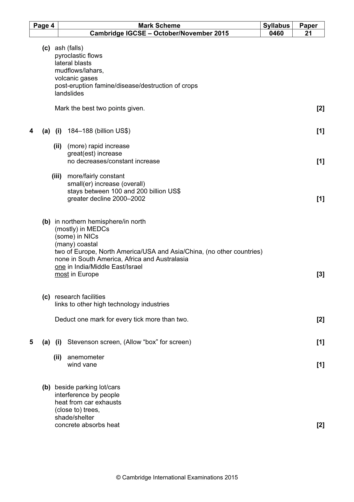 Mark scheme, page 4 of 5