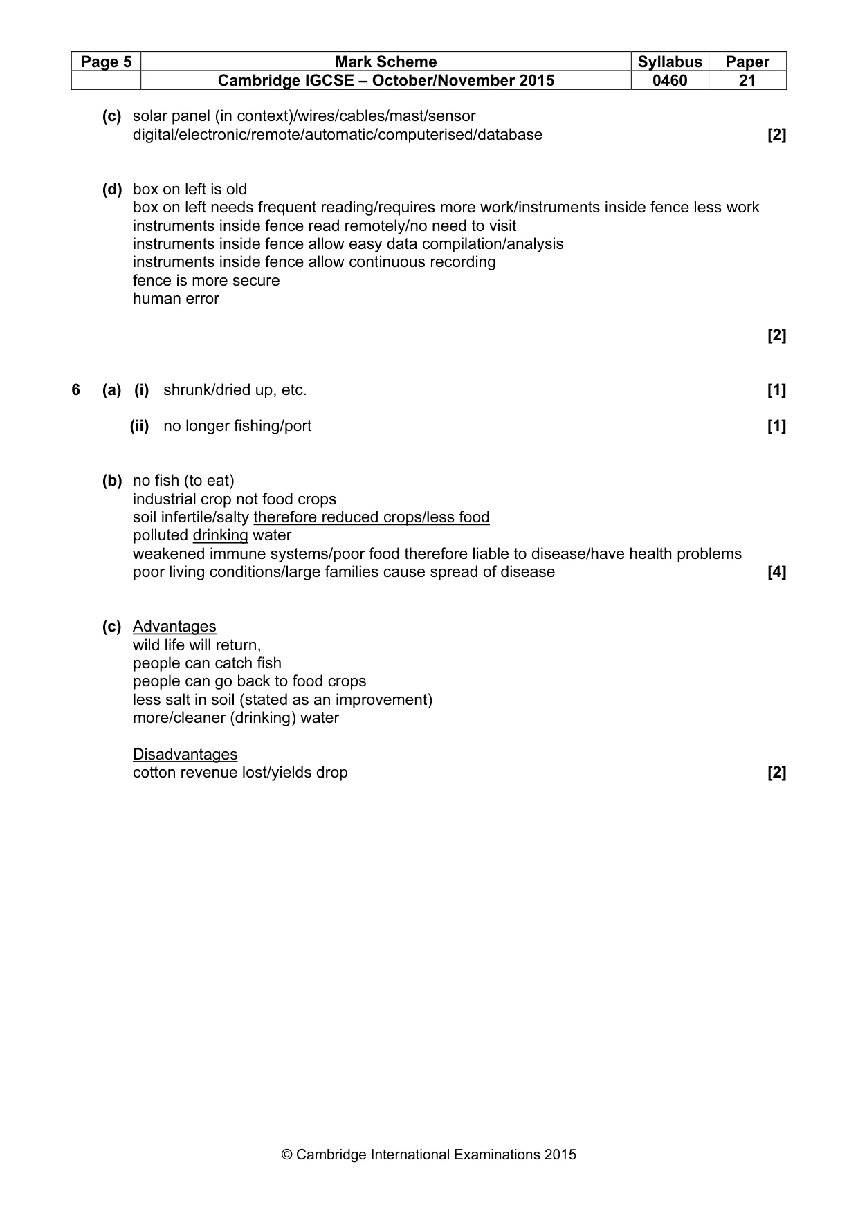 Mark scheme, page 5 of 5