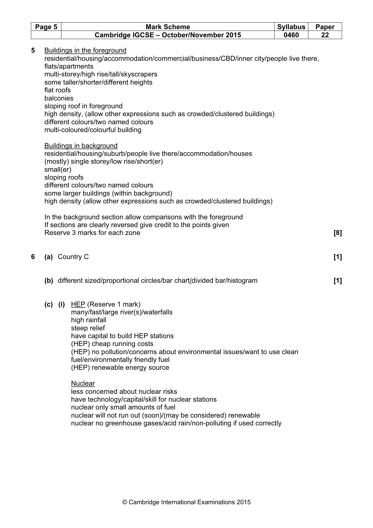 Mark scheme, page 5 of 6