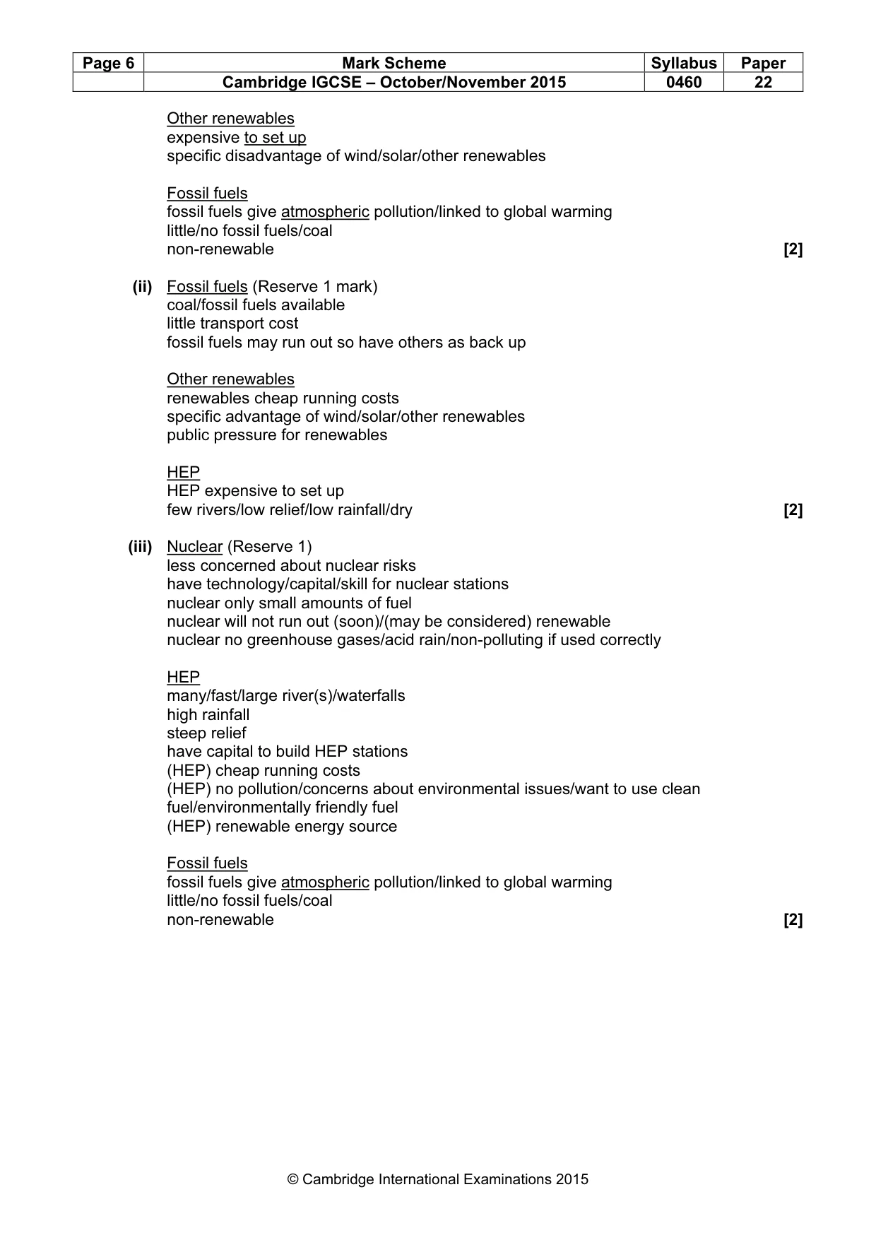 Mark scheme, page 6 of 6