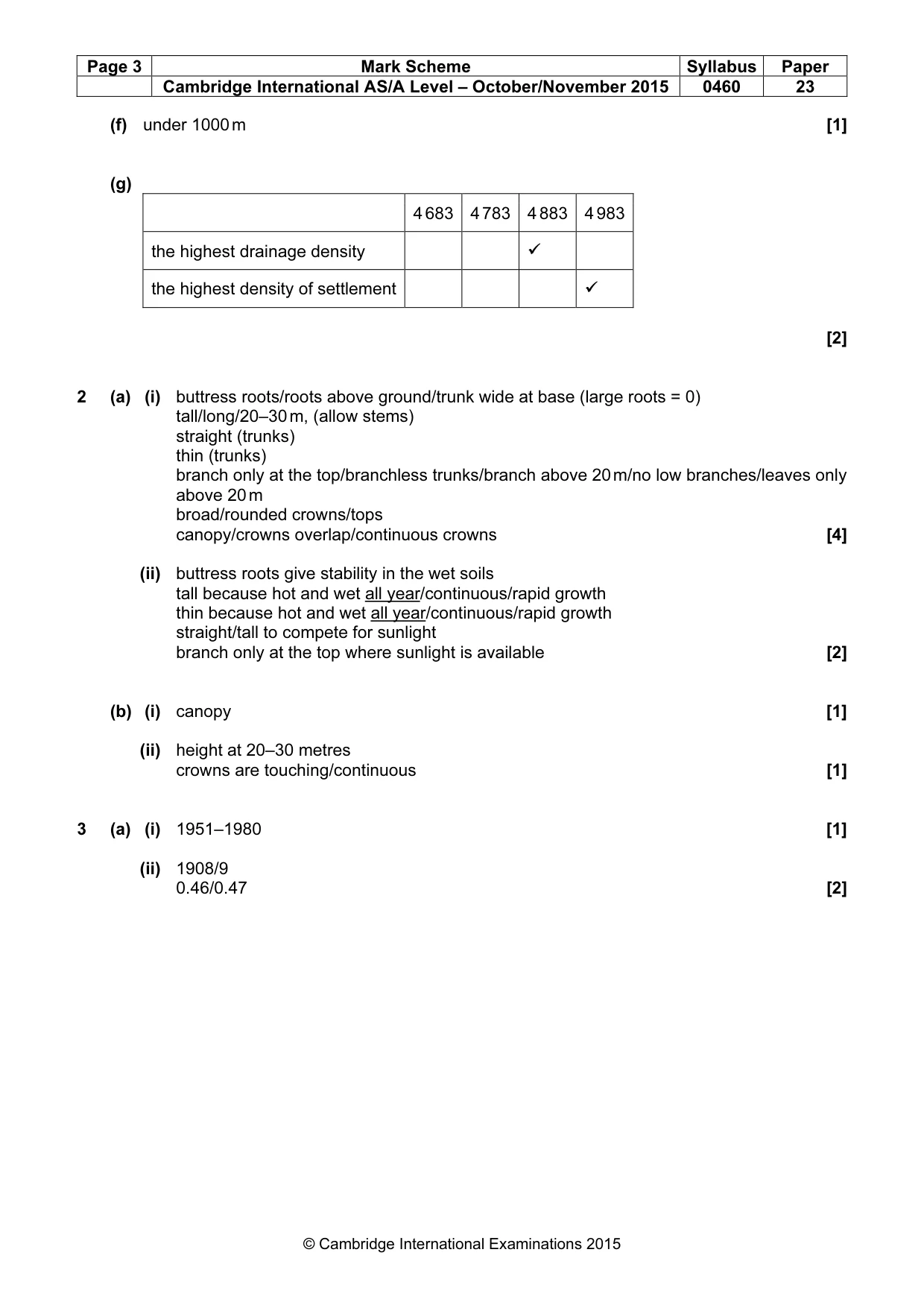 Mark scheme, page 3 of 5