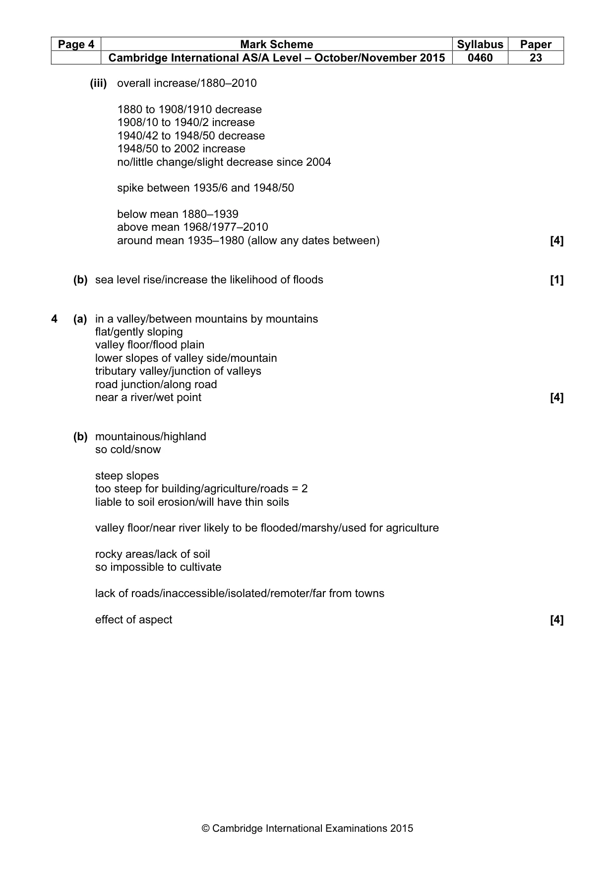 Mark scheme, page 4 of 5