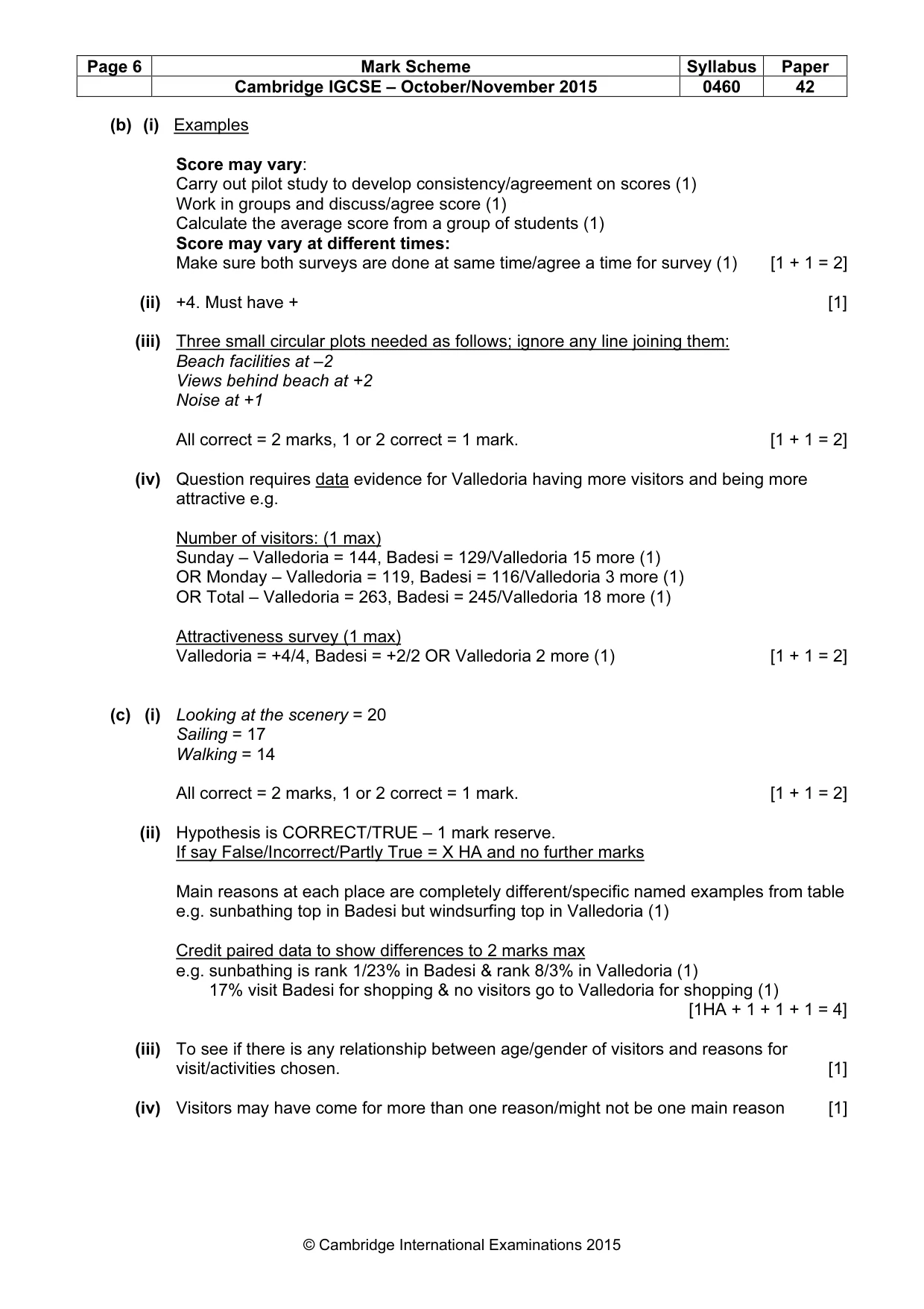 Mark scheme, page 6 of 7
