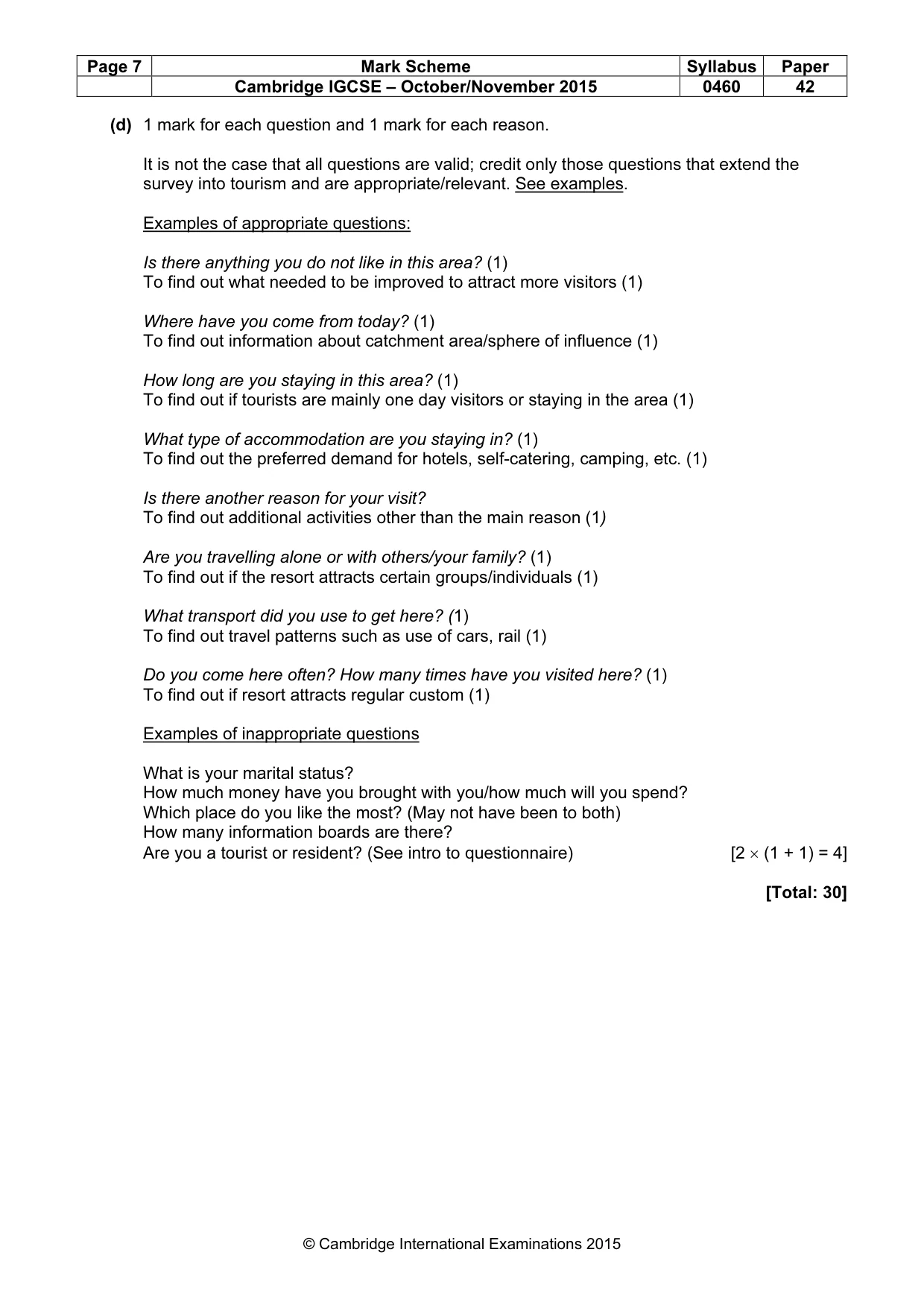 Mark scheme, page 7 of 7