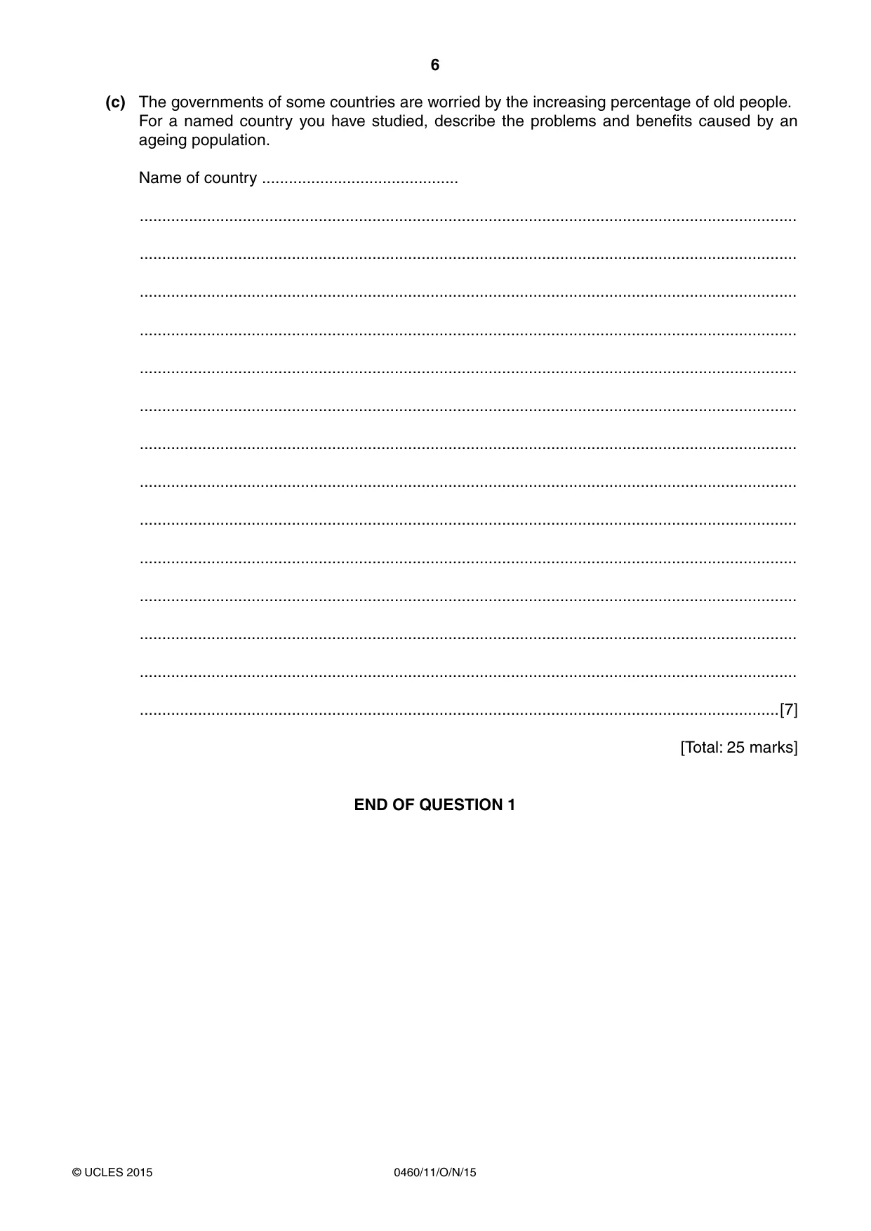 Cambridge IGCSE Geography 0460 2015 Oct/Nov Paper 1 · Variant 1 question paper, page 6 of 28