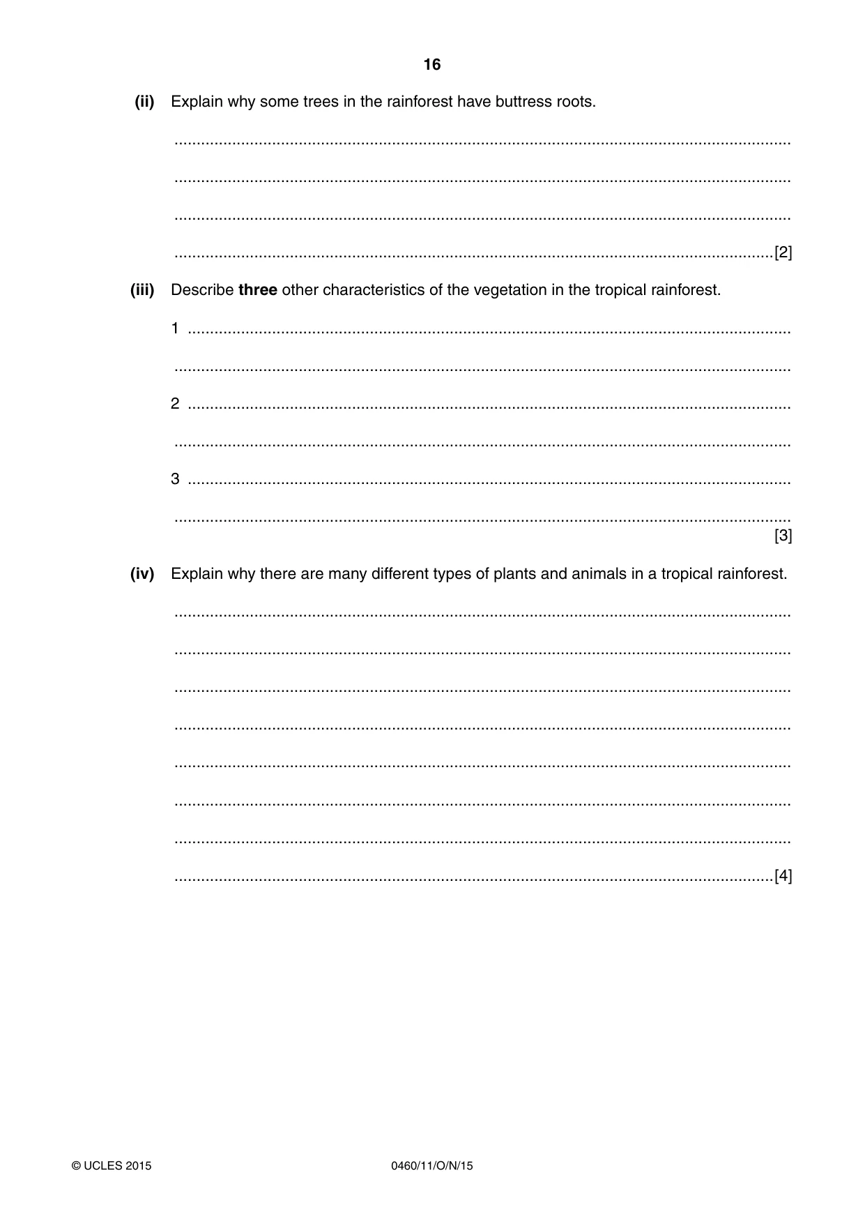 Cambridge IGCSE Geography 0460 2015 Oct/Nov Paper 1 · Variant 1 question paper, page 16 of 28