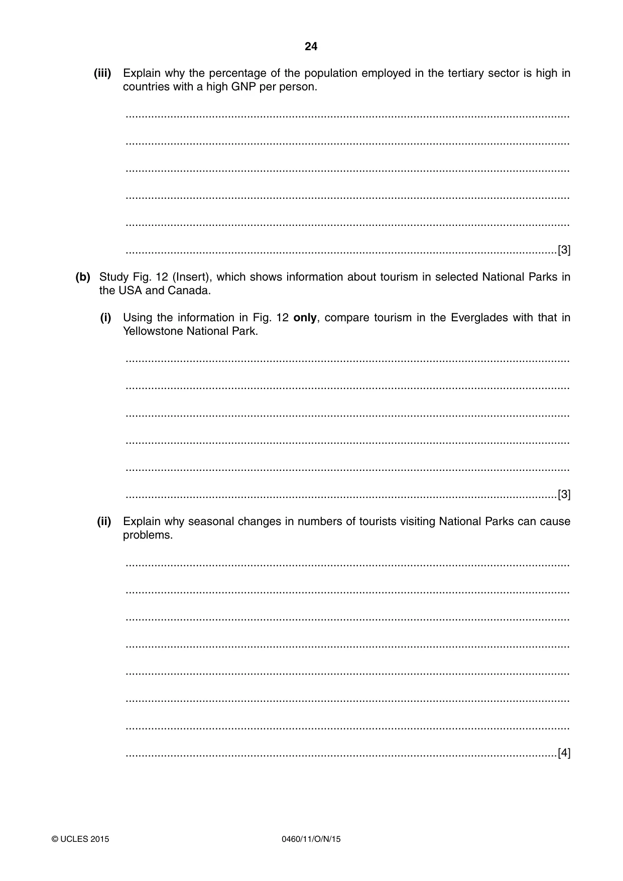 Cambridge IGCSE Geography 0460 2015 Oct/Nov Paper 1 · Variant 1 question paper, page 24 of 28