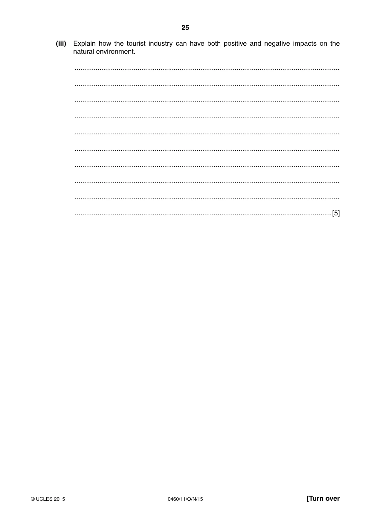Cambridge IGCSE Geography 0460 2015 Oct/Nov Paper 1 · Variant 1 question paper, page 25 of 28