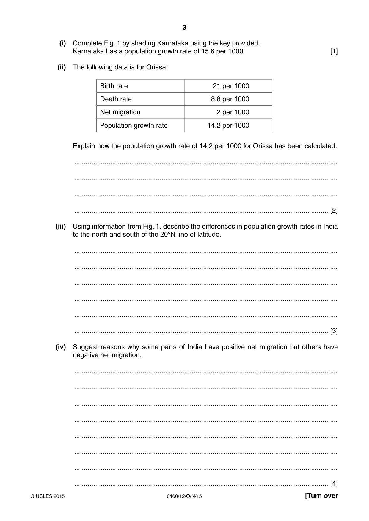 Cambridge IGCSE Geography 0460 2015 Oct/Nov Paper 1 · Variant 2 question paper, page 3 of 28
