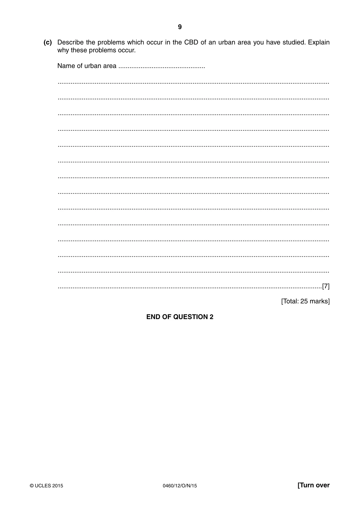 Cambridge IGCSE Geography 0460 2015 Oct/Nov Paper 1 · Variant 2 question paper, page 9 of 28