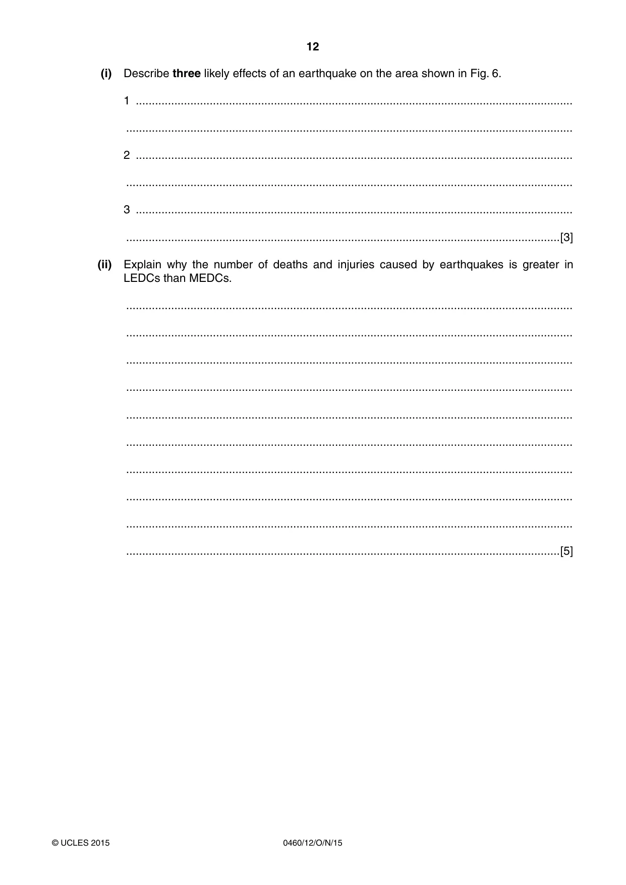 Cambridge IGCSE Geography 0460 2015 Oct/Nov Paper 1 · Variant 2 question paper, page 12 of 28