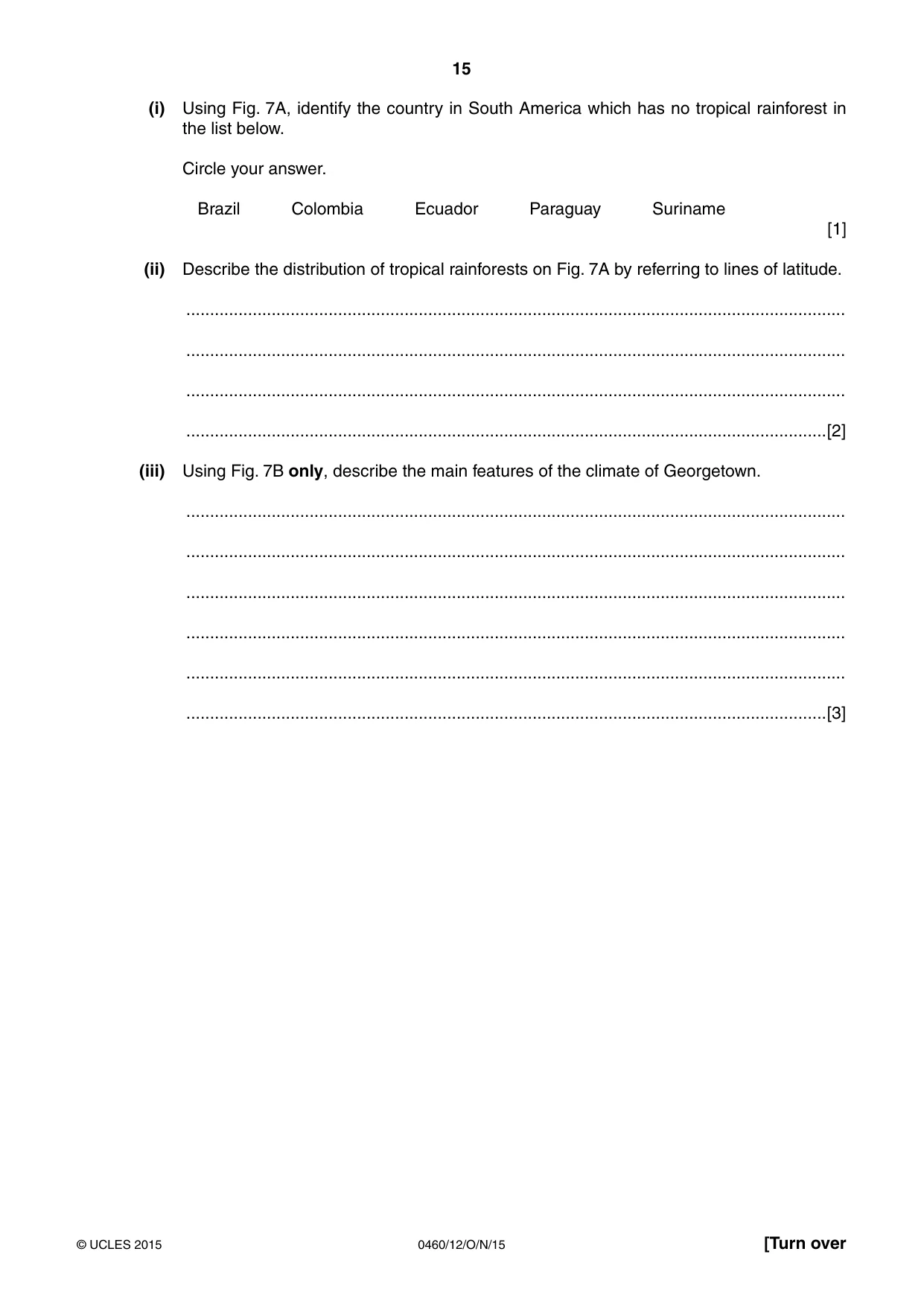 Cambridge IGCSE Geography 0460 2015 Oct/Nov Paper 1 · Variant 2 question paper, page 15 of 28