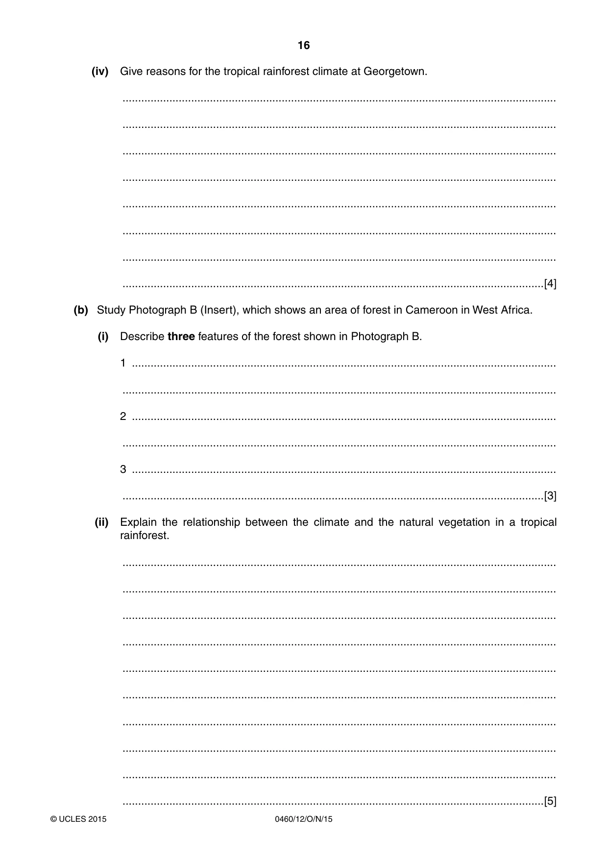 Cambridge IGCSE Geography 0460 2015 Oct/Nov Paper 1 · Variant 2 question paper, page 16 of 28