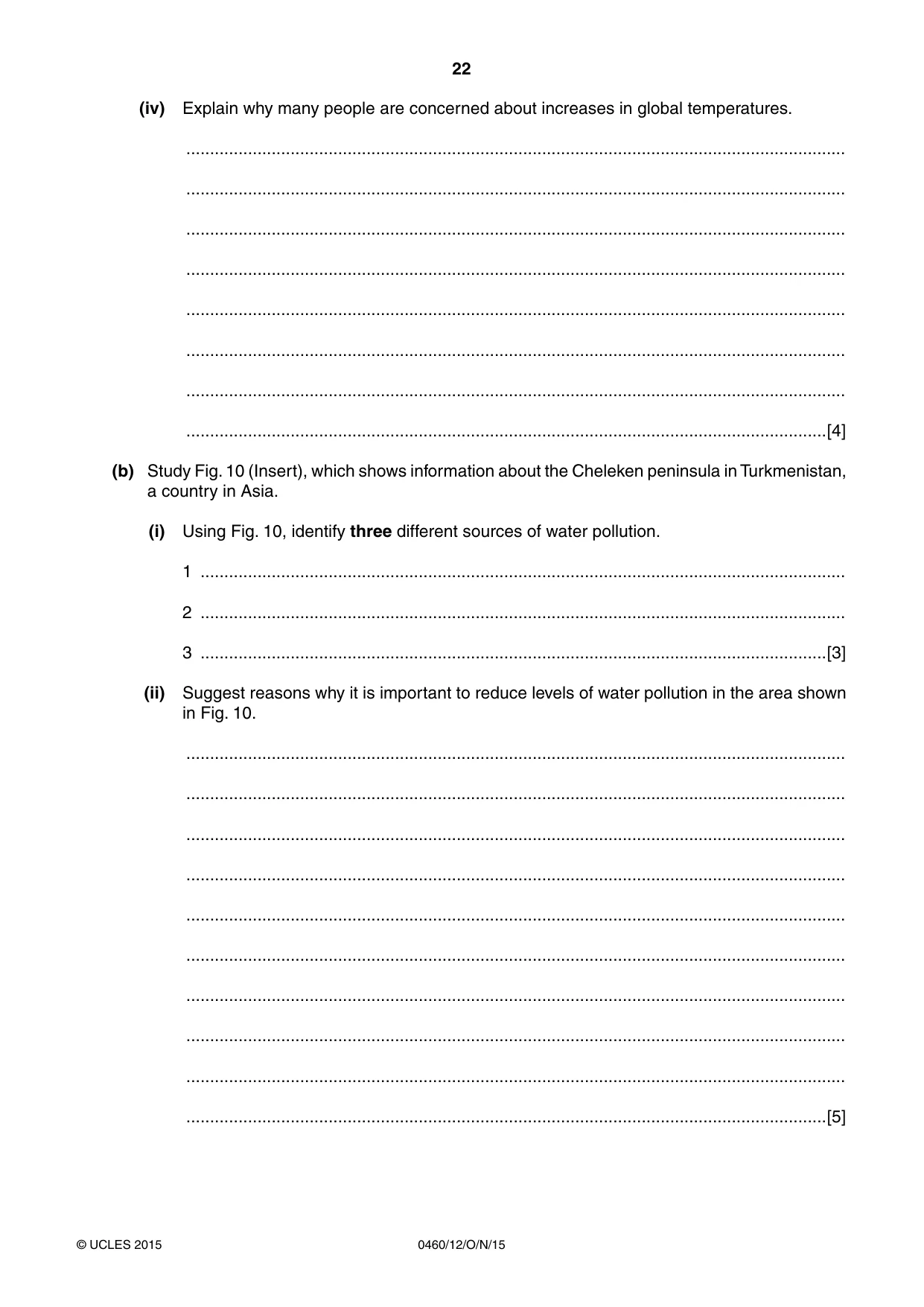 Cambridge IGCSE Geography 0460 2015 Oct/Nov Paper 1 · Variant 2 question paper, page 22 of 28
