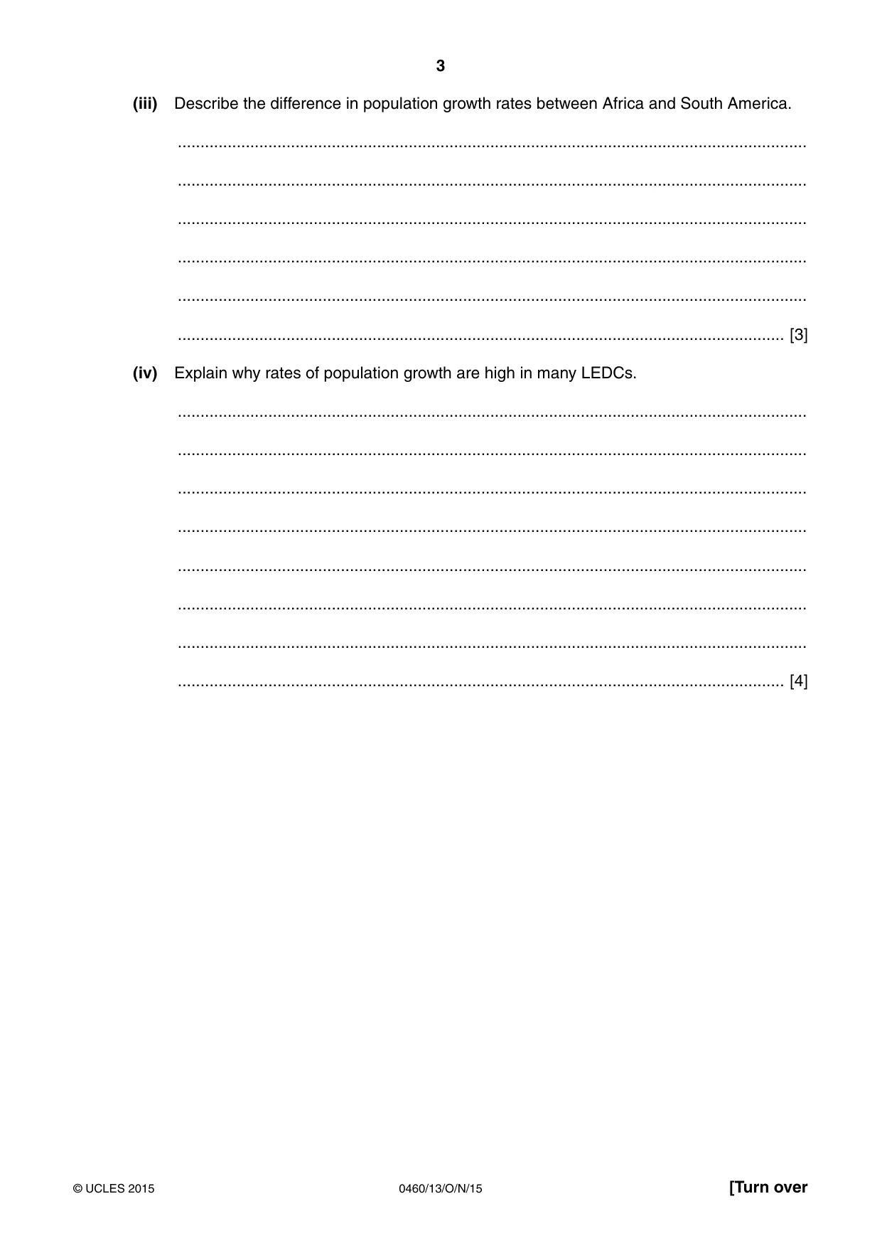 Cambridge IGCSE Geography 0460 2015 Oct/Nov Paper 1 · Variant 3 question paper, page 3 of 32