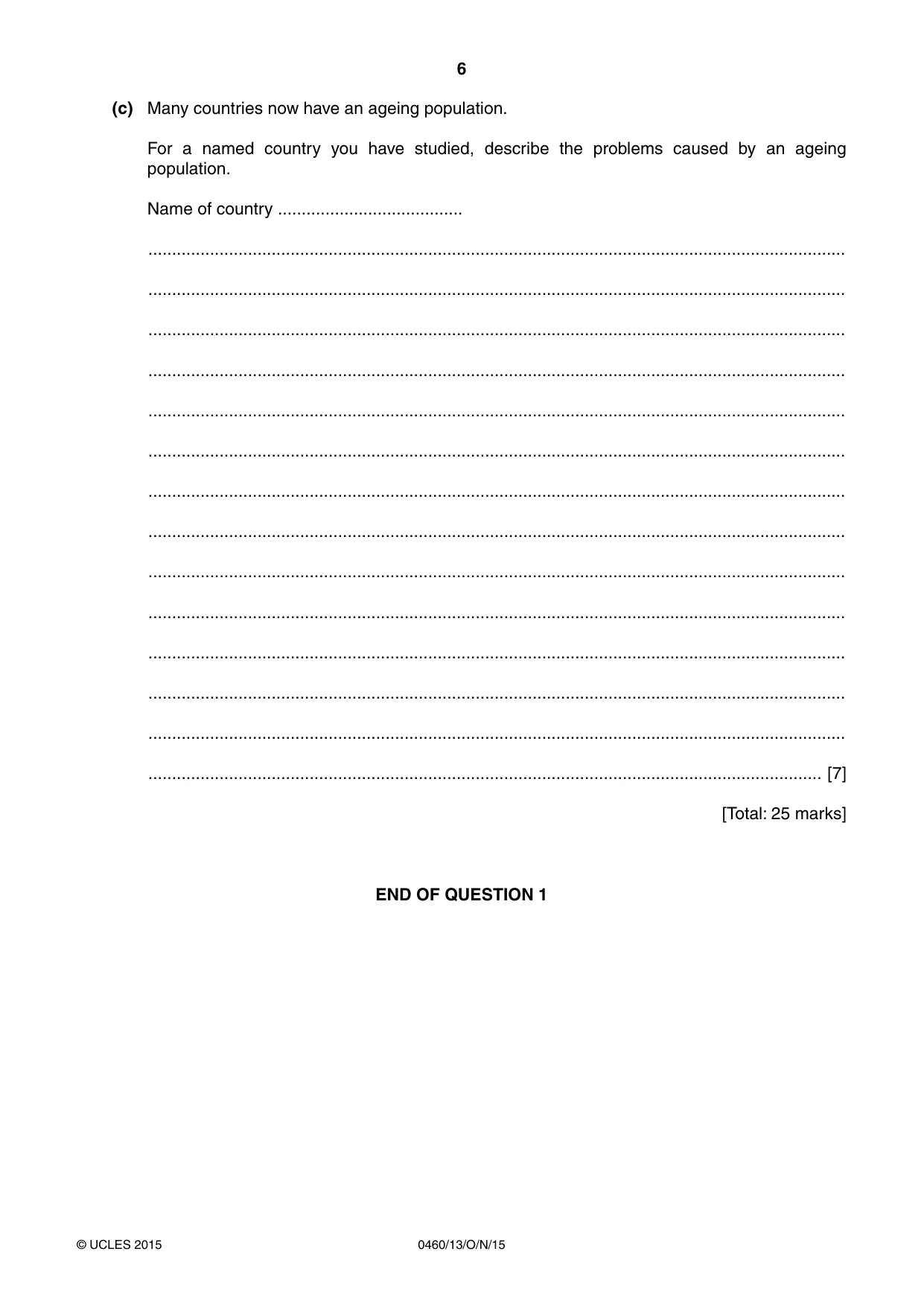 Cambridge IGCSE Geography 0460 2015 Oct/Nov Paper 1 · Variant 3 question paper, page 6 of 32