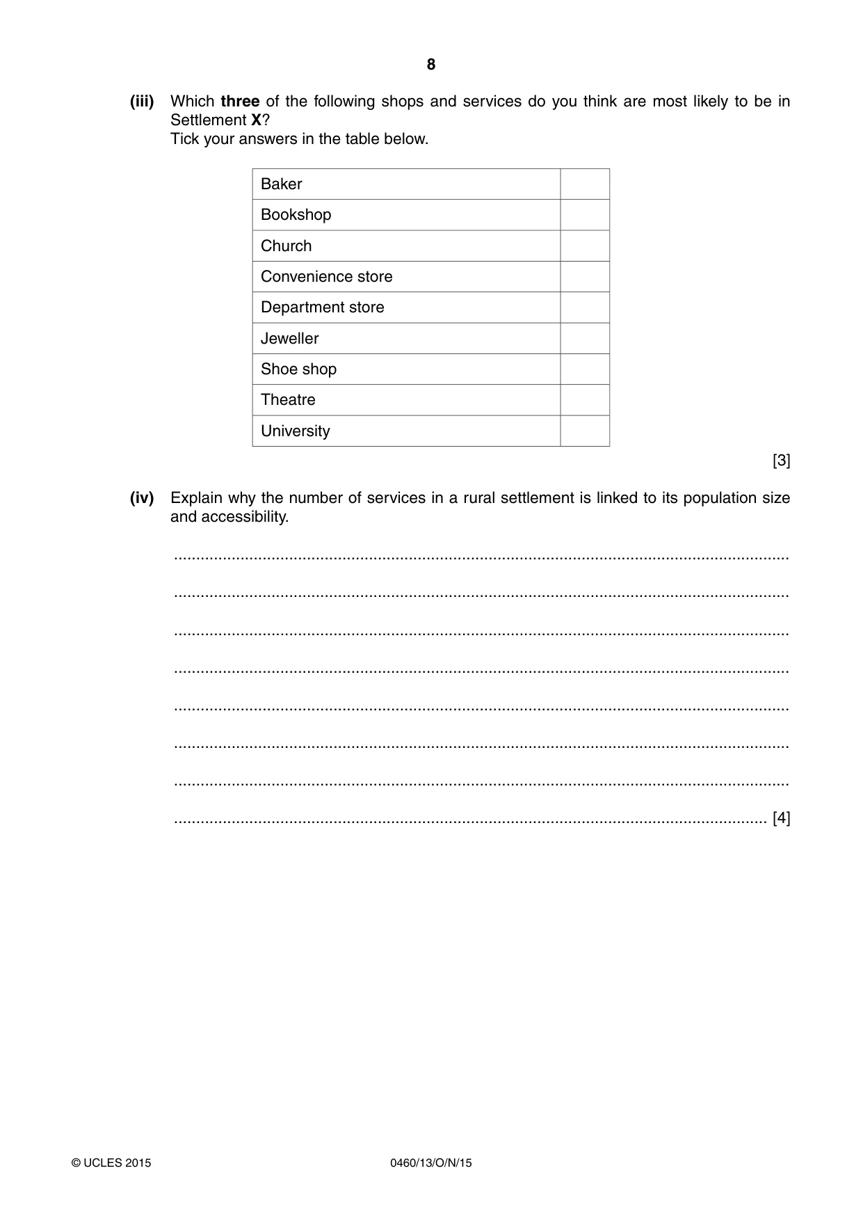Cambridge IGCSE Geography 0460 2015 Oct/Nov Paper 1 · Variant 3 question paper, page 8 of 32