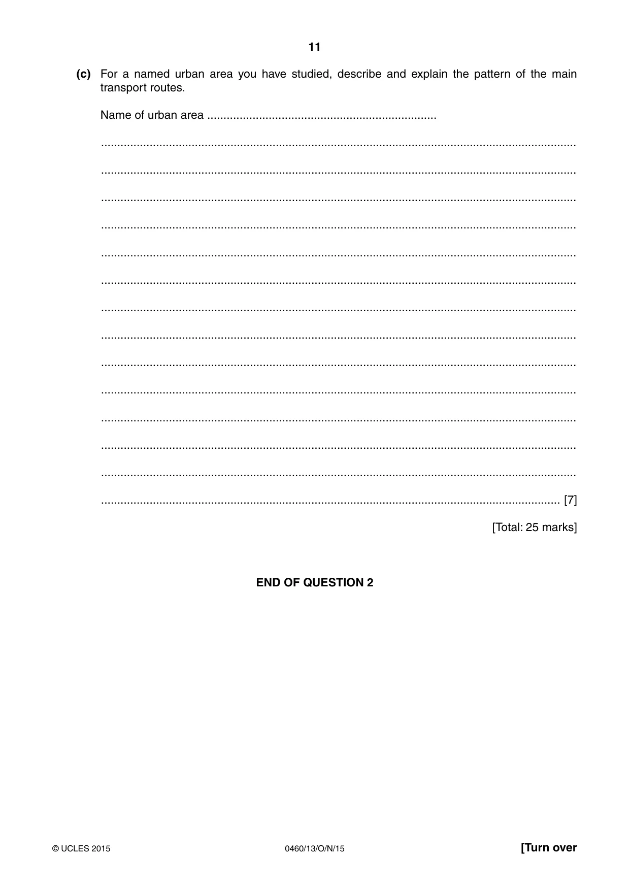 Cambridge IGCSE Geography 0460 2015 Oct/Nov Paper 1 · Variant 3 question paper, page 11 of 32