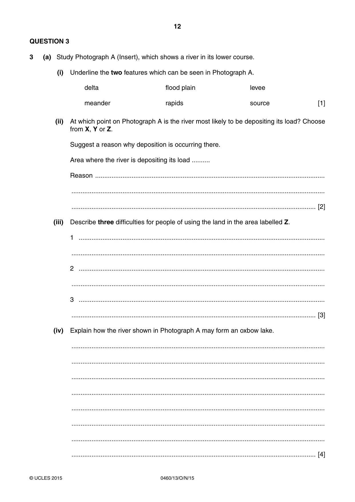 Cambridge IGCSE Geography 0460 2015 Oct/Nov Paper 1 · Variant 3 question paper, page 12 of 32