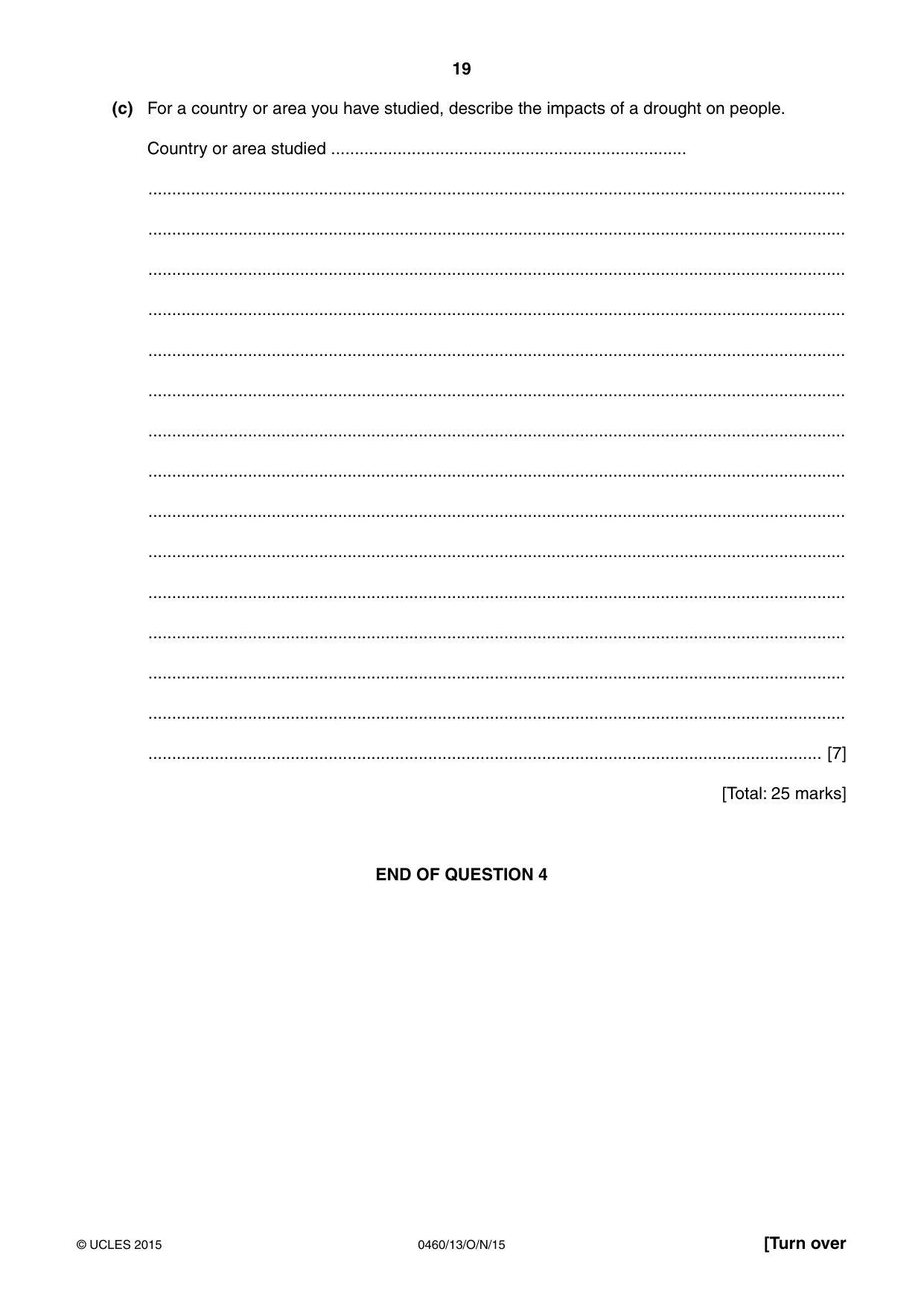 Cambridge IGCSE Geography 0460 2015 Oct/Nov Paper 1 · Variant 3 question paper, page 19 of 32