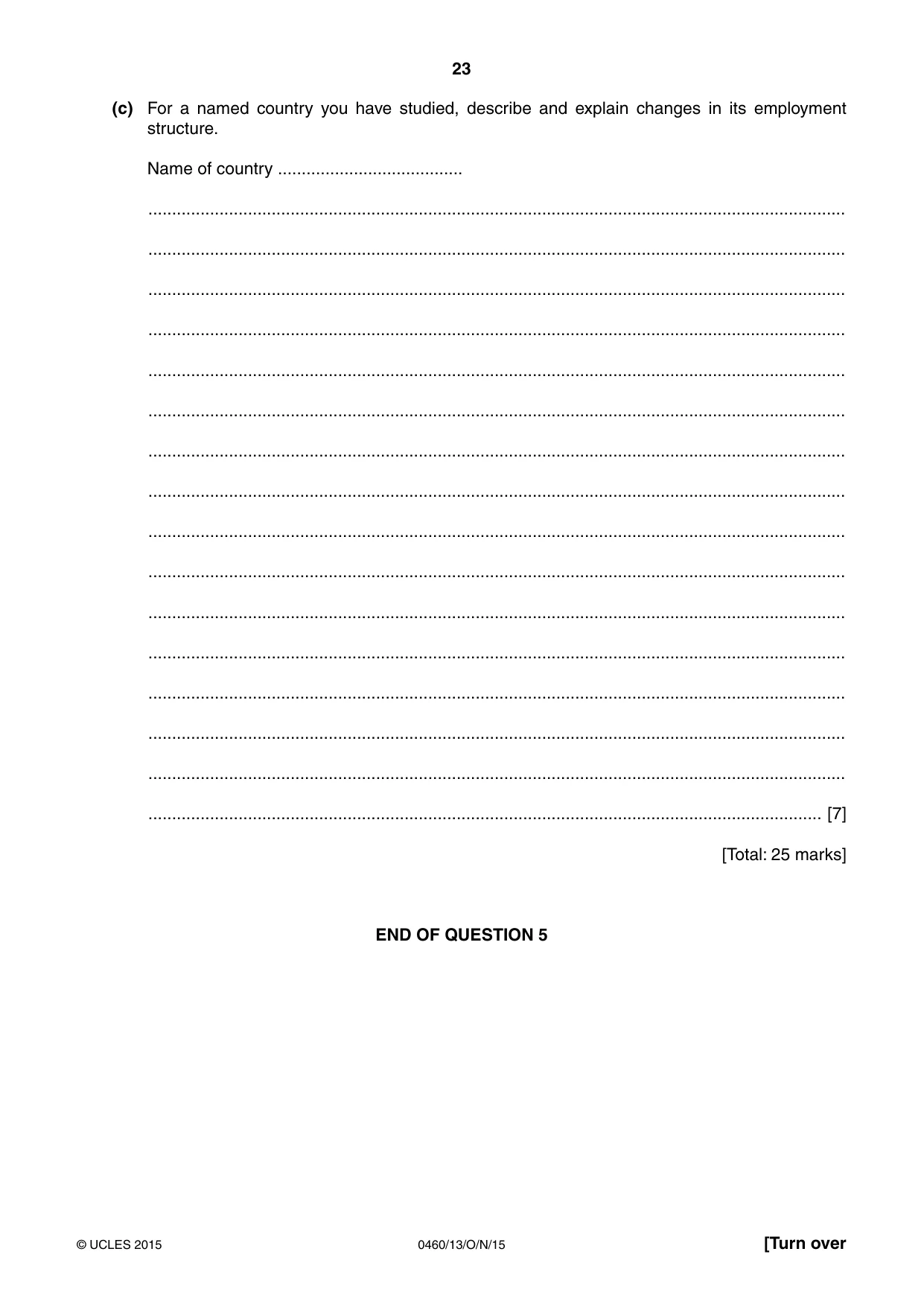 Cambridge IGCSE Geography 0460 2015 Oct/Nov Paper 1 · Variant 3 question paper, page 23 of 32