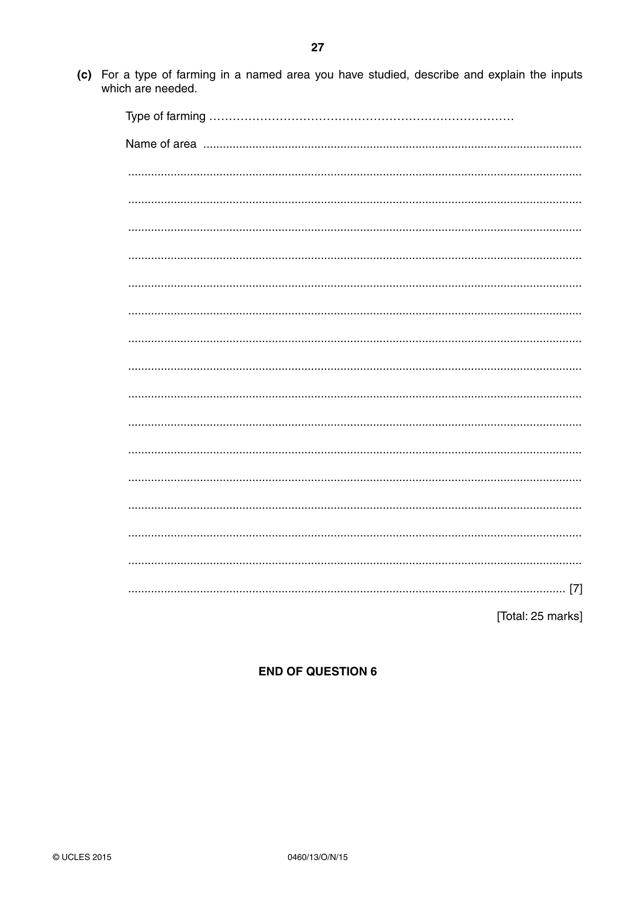 Cambridge IGCSE Geography 0460 2015 Oct/Nov Paper 1 · Variant 3 question paper, page 27 of 32
