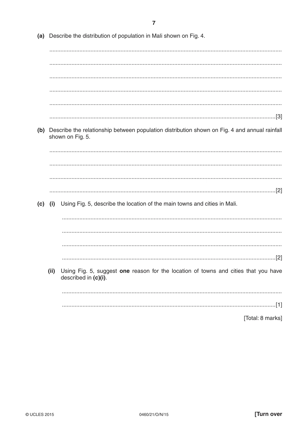 Cambridge IGCSE Geography 0460 2015 Oct/Nov Paper 2 · Variant 1 question paper, page 7 of 20