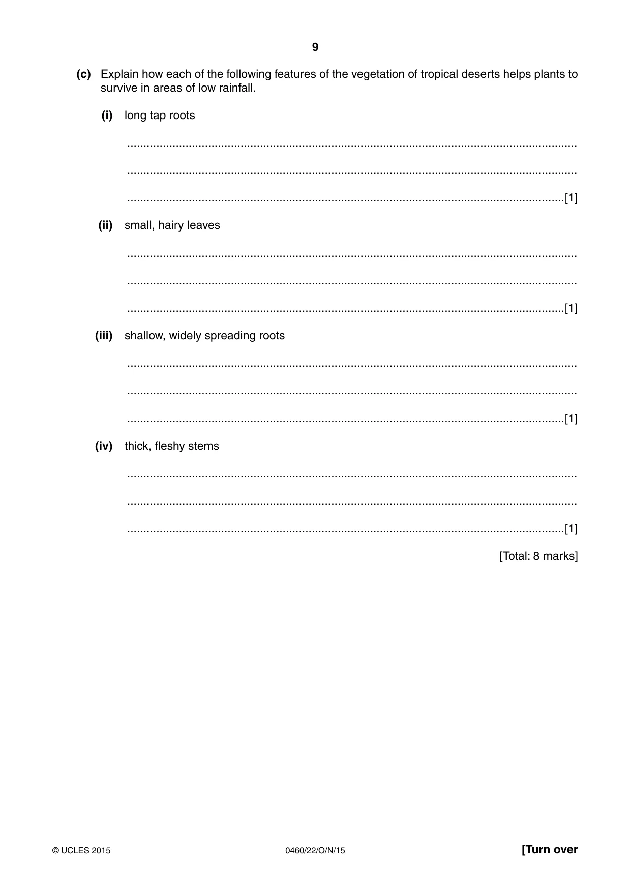 Cambridge IGCSE Geography 0460 2015 Oct/Nov Paper 2 · Variant 2 question paper, page 9 of 20