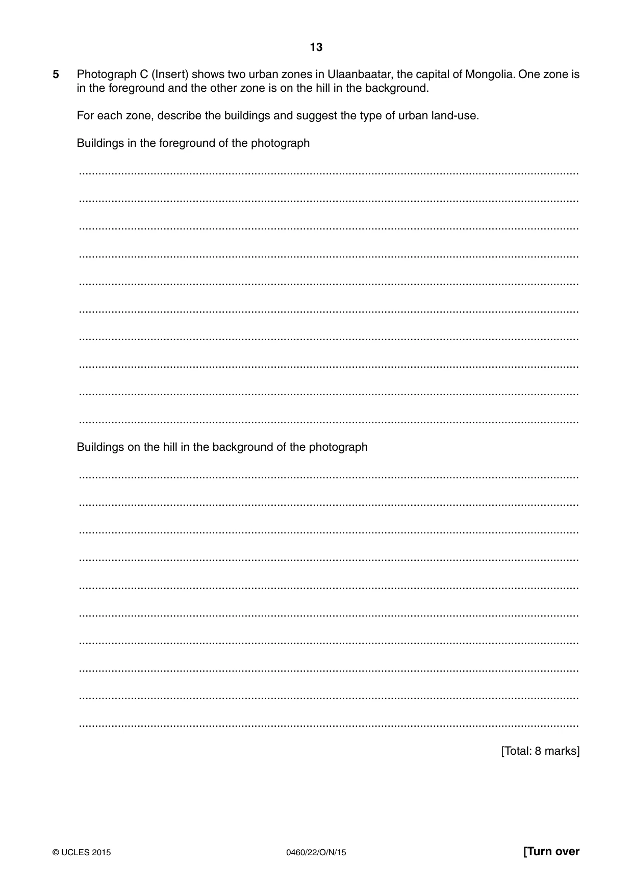Cambridge IGCSE Geography 0460 2015 Oct/Nov Paper 2 · Variant 2 question paper, page 13 of 20