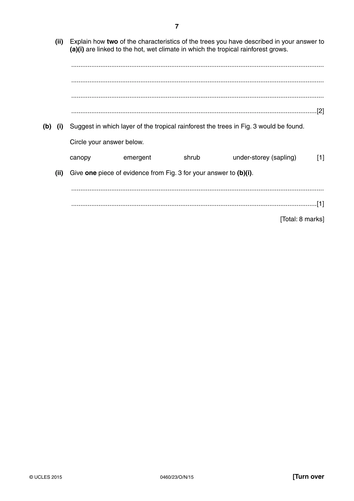 Cambridge IGCSE Geography 0460 2015 Oct/Nov Paper 2 · Variant 3 question paper, page 7 of 20