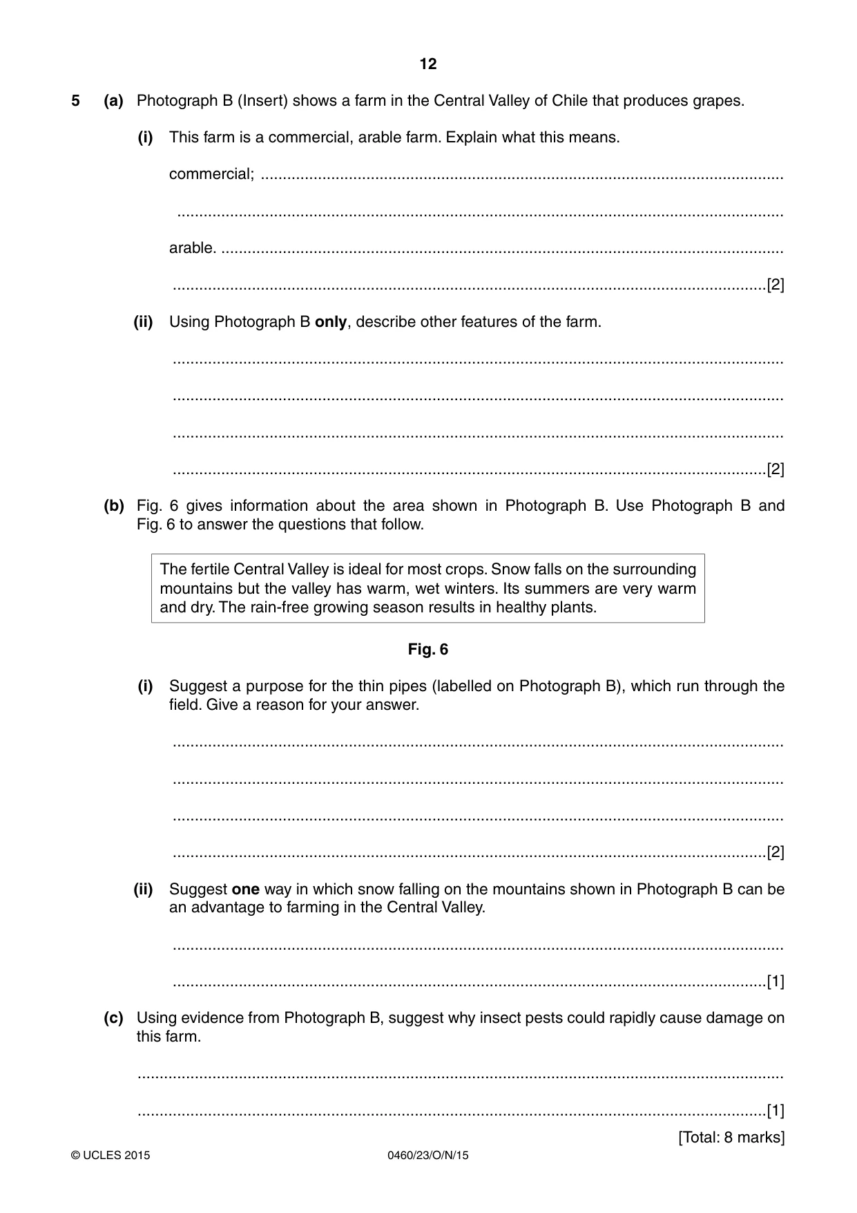 Cambridge IGCSE Geography 0460 2015 Oct/Nov Paper 2 · Variant 3 question paper, page 12 of 20