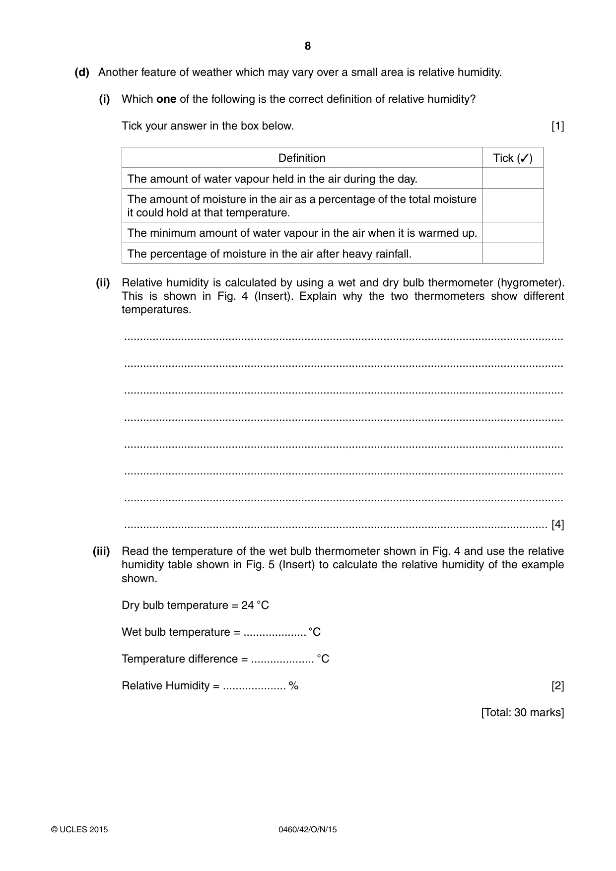 Cambridge IGCSE Geography 0460 2015 Oct/Nov Paper 4 · Variant 2 question paper, page 8 of 20