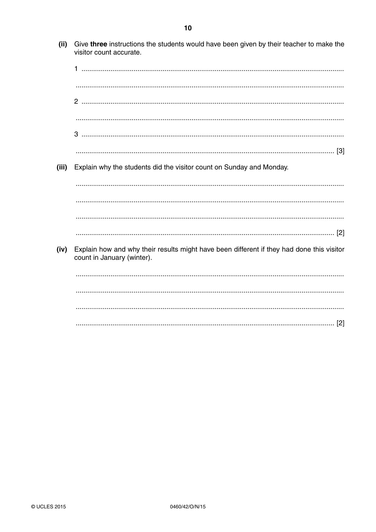 Cambridge IGCSE Geography 0460 2015 Oct/Nov Paper 4 · Variant 2 question paper, page 10 of 20
