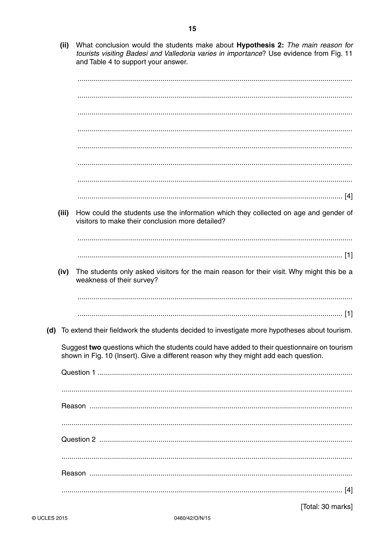 Cambridge IGCSE Geography 0460 2015 Oct/Nov Paper 4 · Variant 2 question paper, page 15 of 20