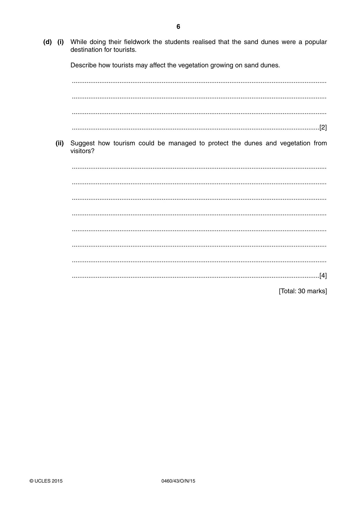 Cambridge IGCSE Geography 0460 2015 Oct/Nov Paper 4 · Variant 3 question paper, page 6 of 16