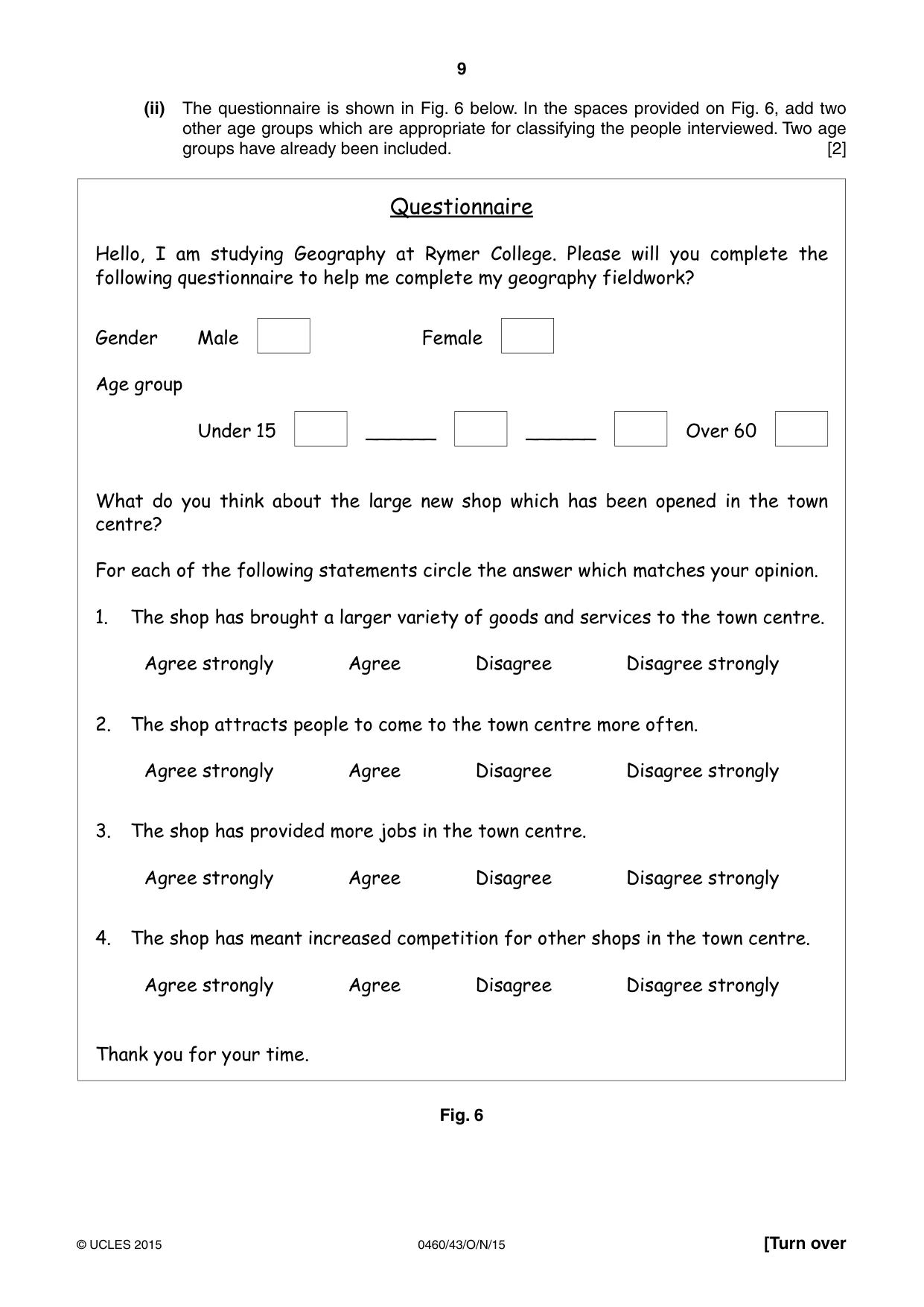 Cambridge IGCSE Geography 0460 2015 Oct/Nov Paper 4 · Variant 3 question paper, page 9 of 16