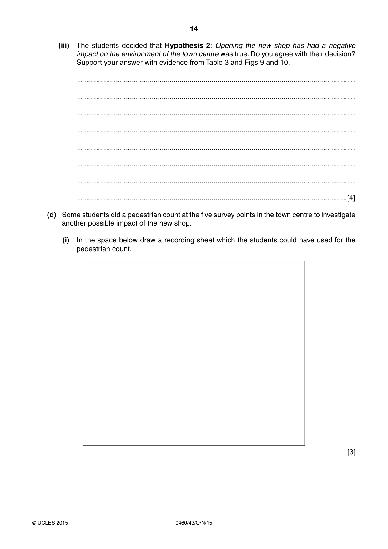Cambridge IGCSE Geography 0460 2015 Oct/Nov Paper 4 · Variant 3 question paper, page 14 of 16