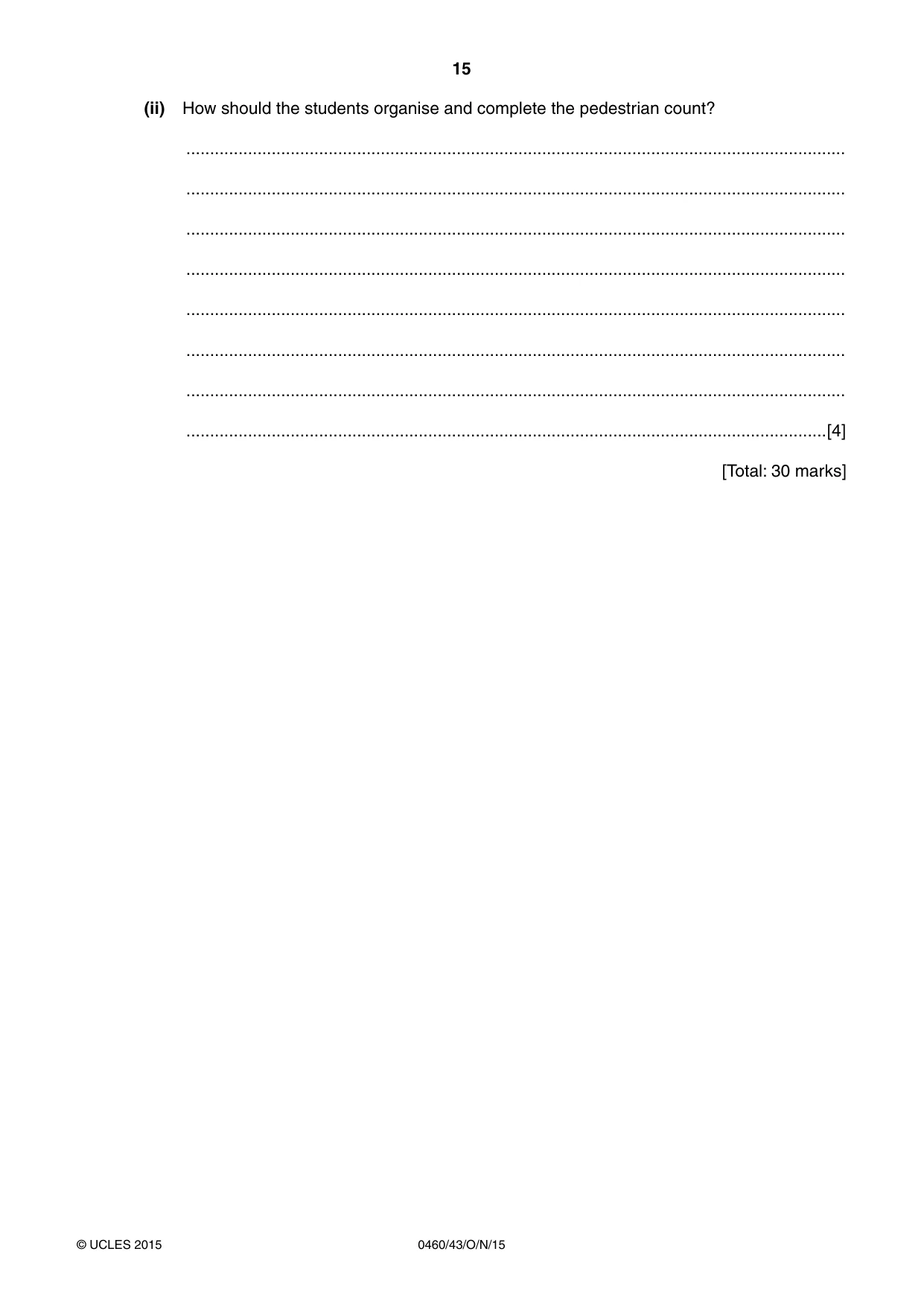 Cambridge IGCSE Geography 0460 2015 Oct/Nov Paper 4 · Variant 3 question paper, page 15 of 16