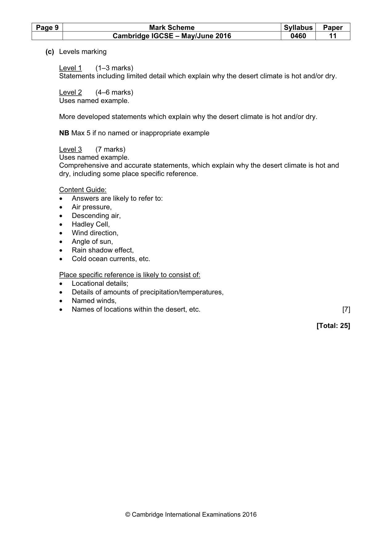 Mark scheme, page 9 of 13