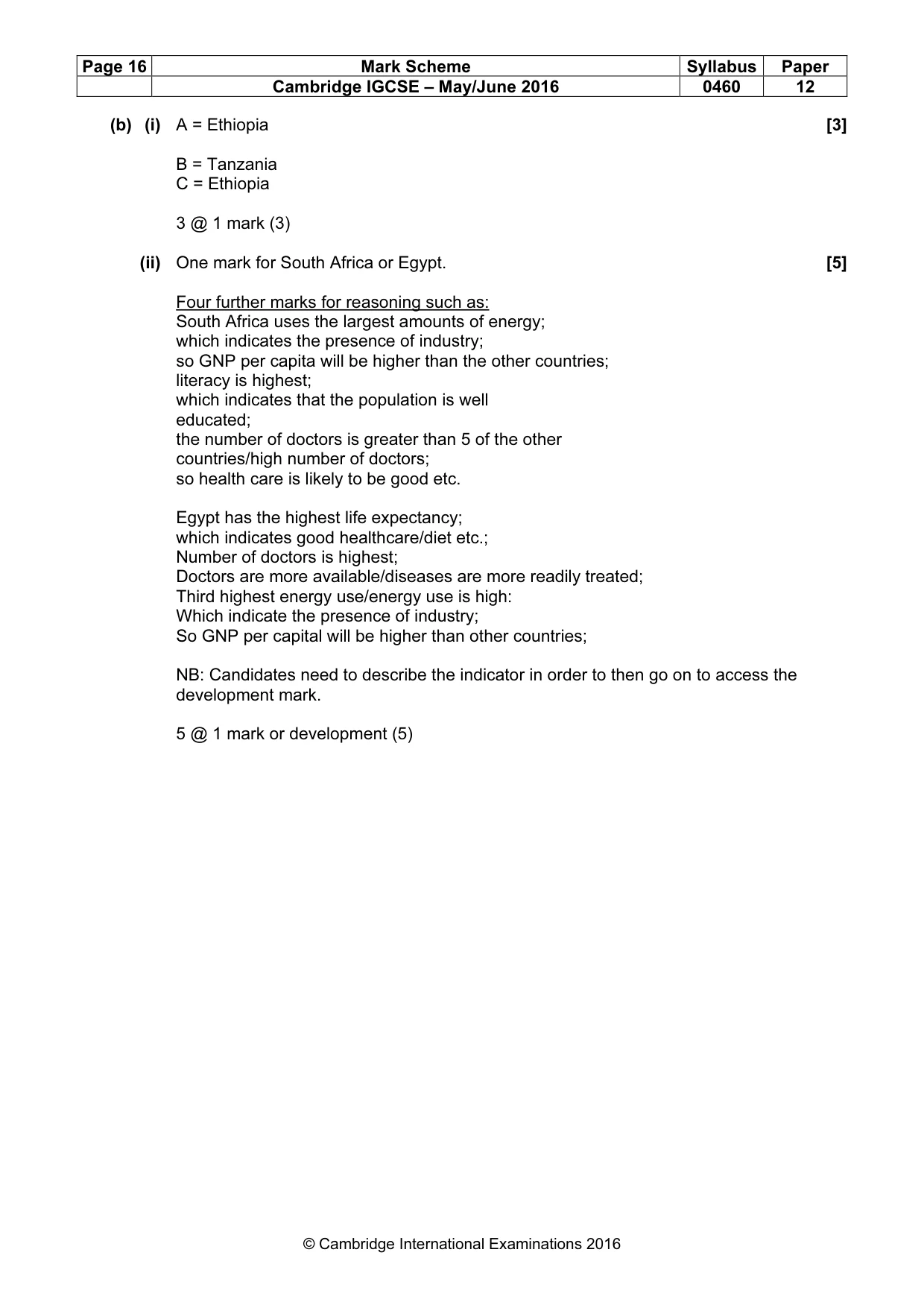 Mark scheme, page 16 of 20