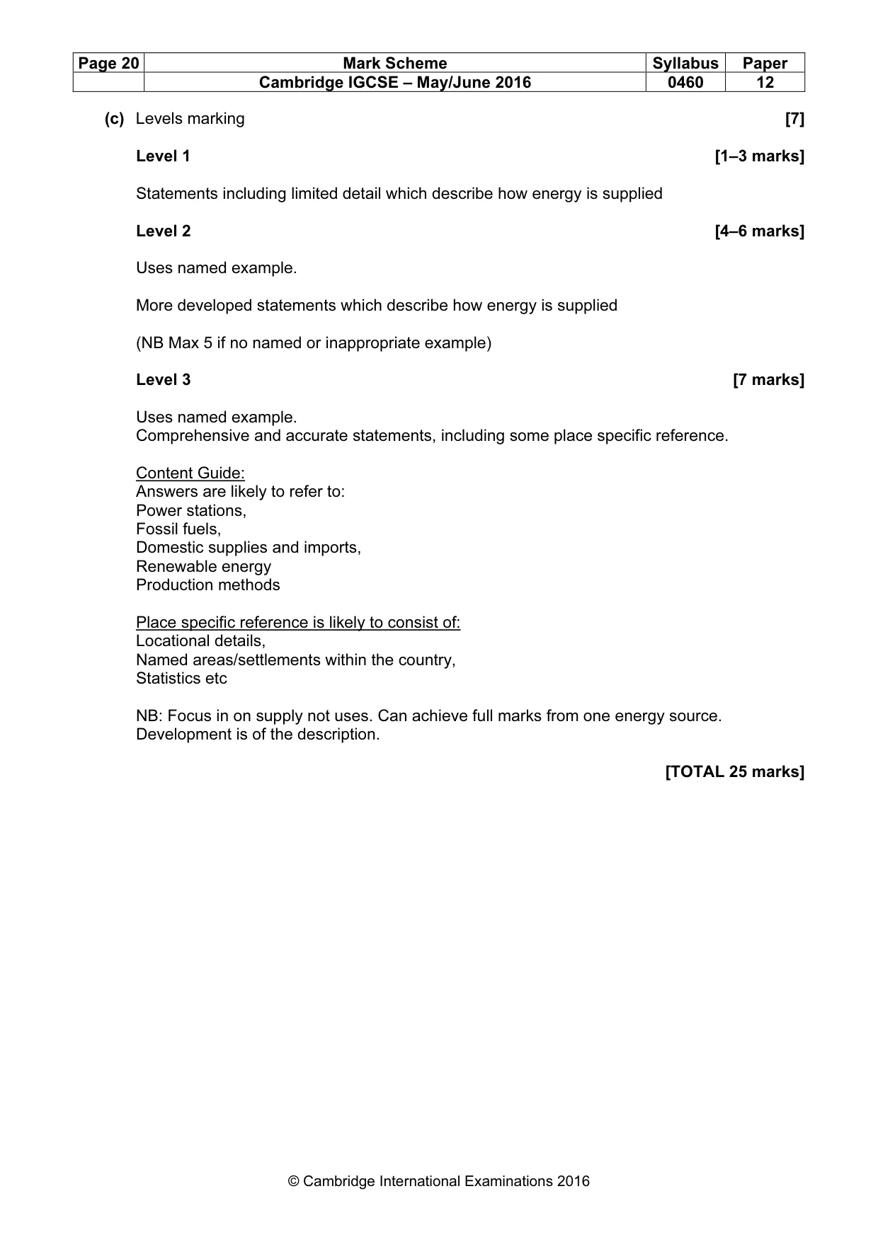 Mark scheme, page 20 of 20