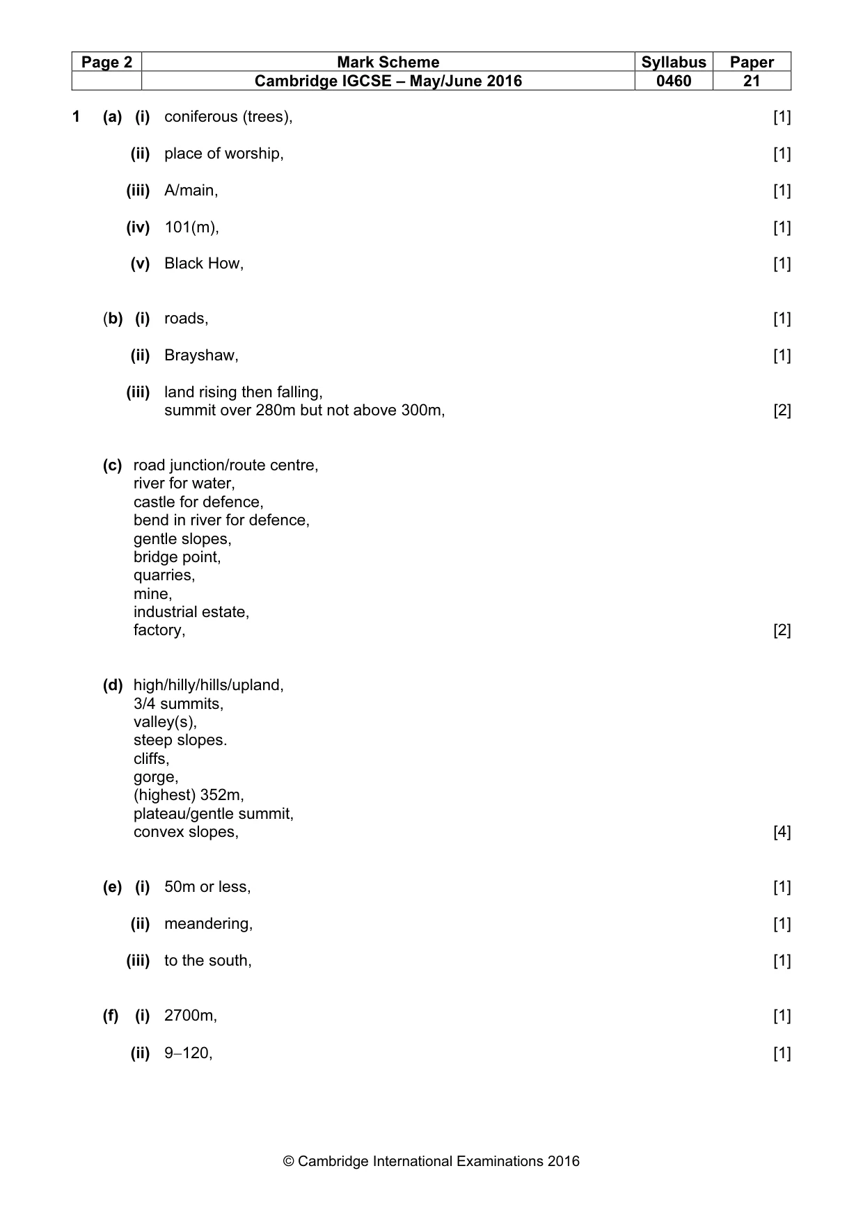 Mark scheme, page 2 of 5