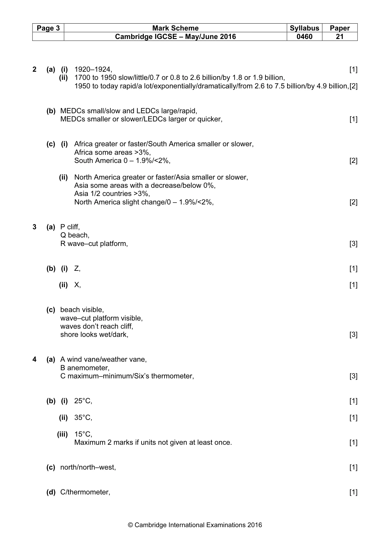Mark scheme, page 3 of 5