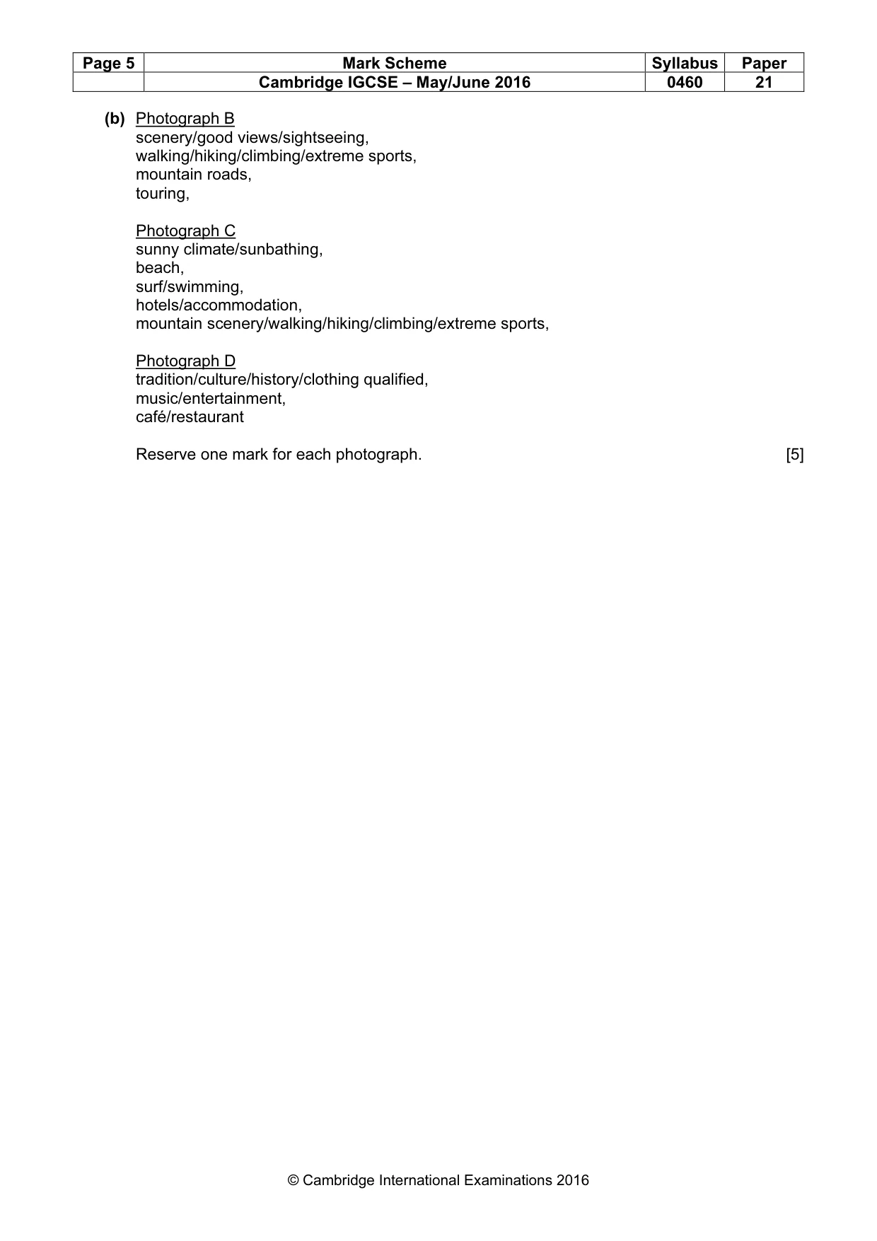 Mark scheme, page 5 of 5