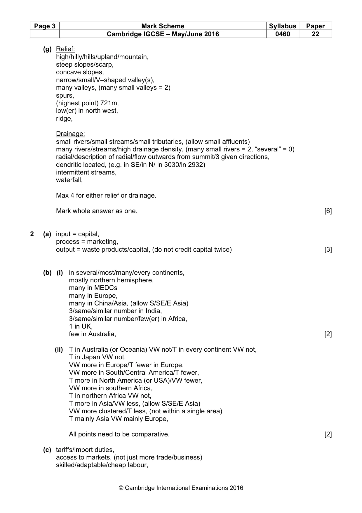 Mark scheme, page 3 of 6