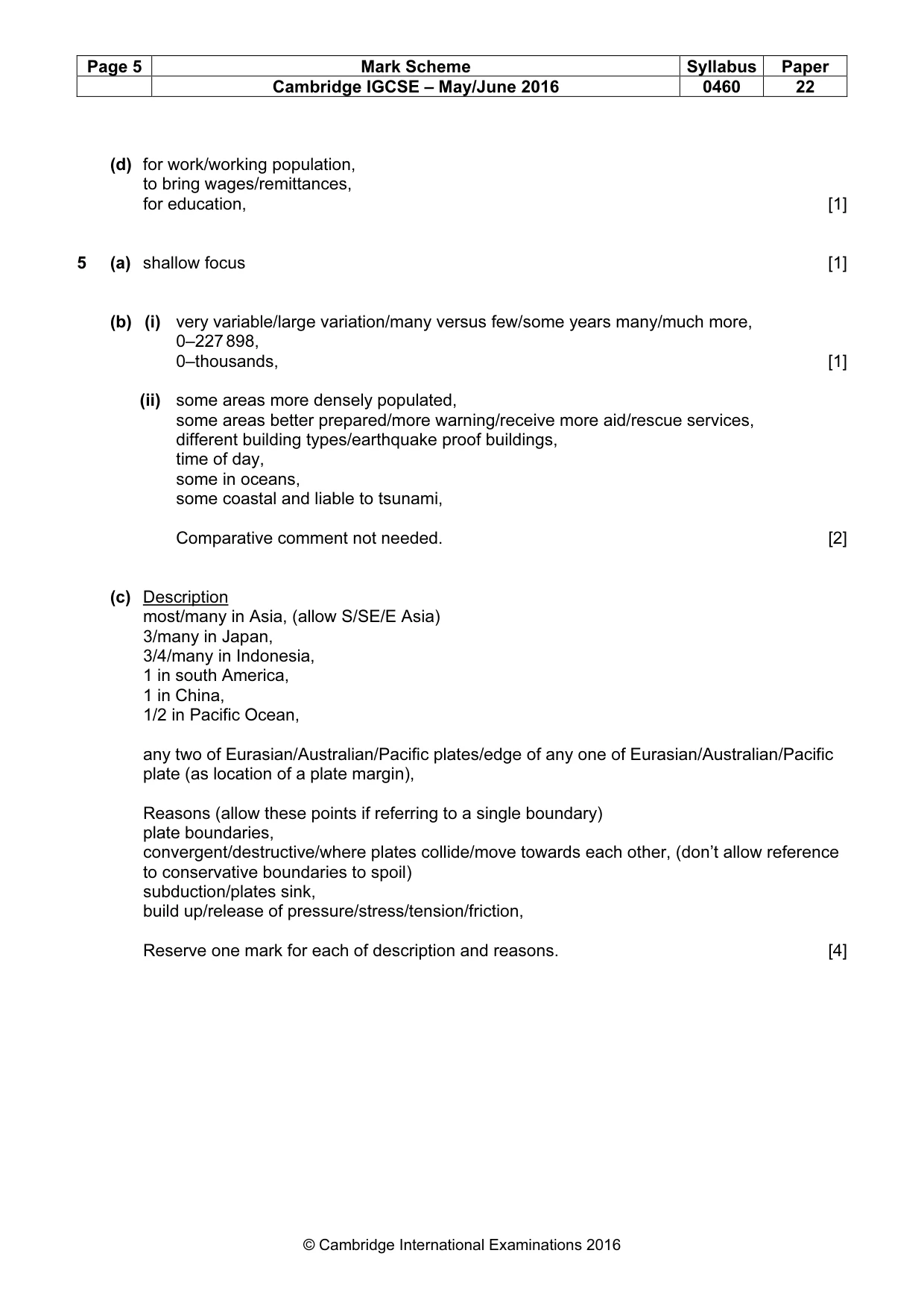 Mark scheme, page 5 of 6
