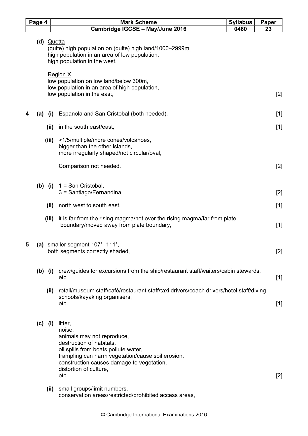 Mark scheme, page 4 of 5